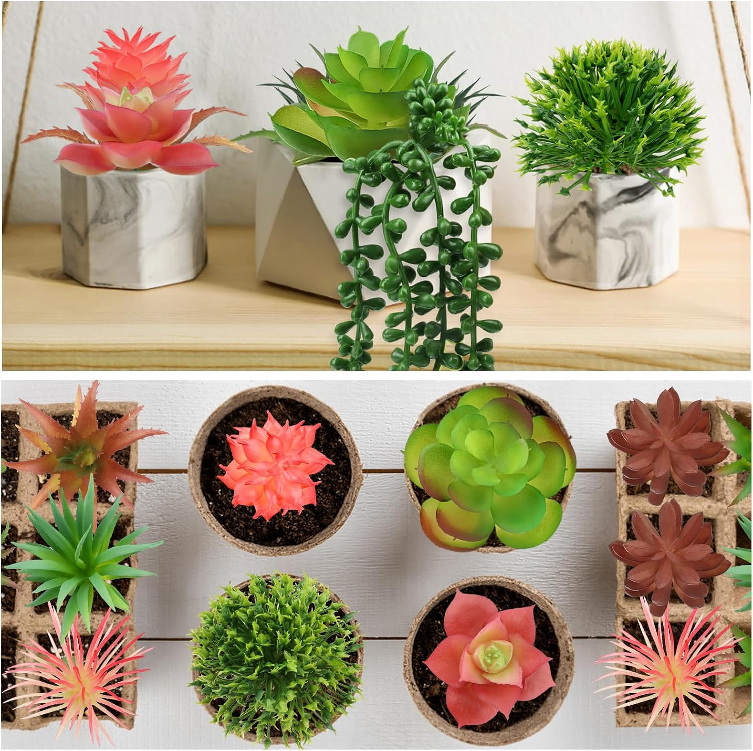 Succulents Plants Artificial, 14Pcs Colorful Succulents Plant, Mini Fake Succule