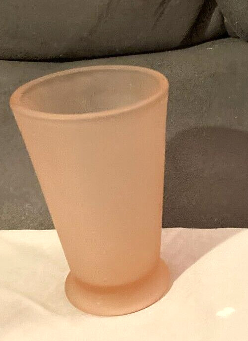 VTG 1990’s Umbra Pale Pink Satin Frosted Glass Vase-4.25″ High-From Canada-EUC