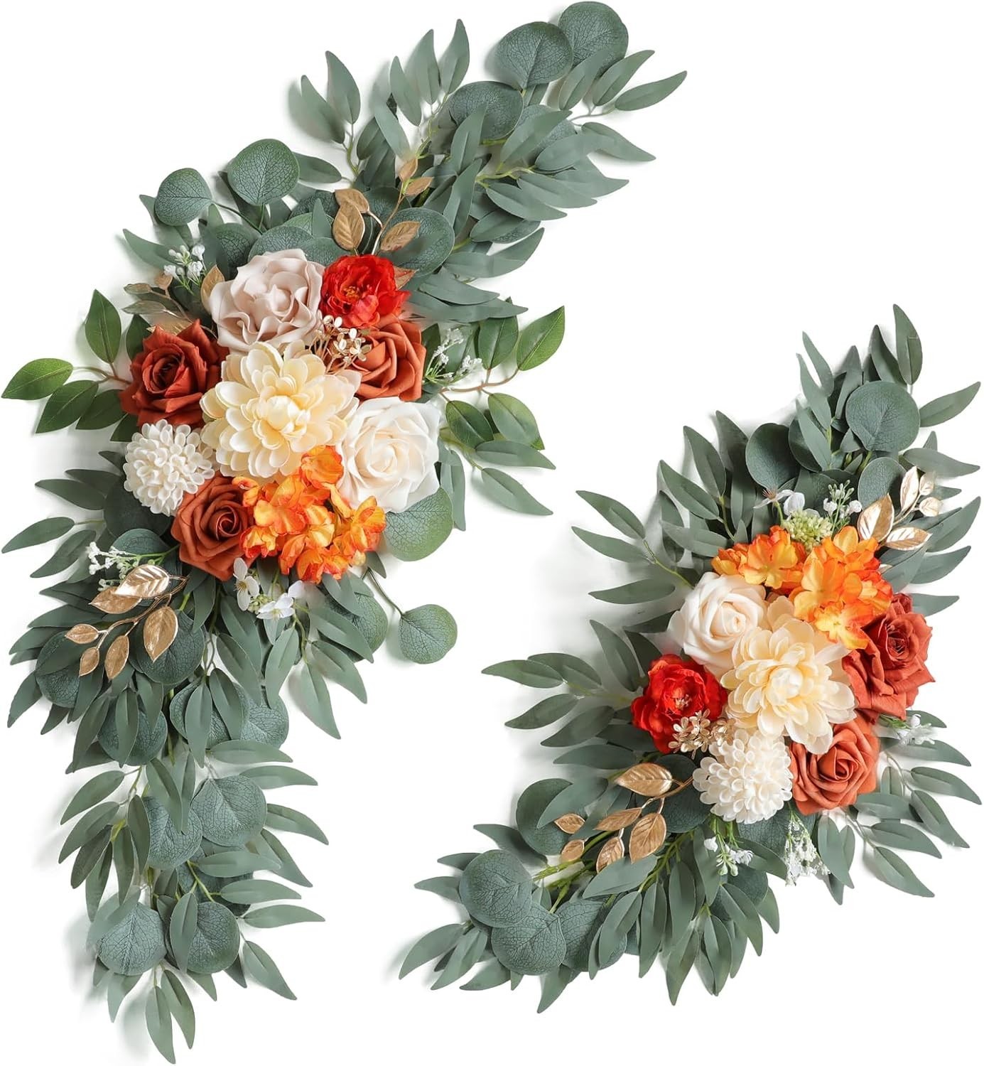 Burnt Orange Wedding Arch Flowers Artificial Flowers for Wedding Welcome Sign…