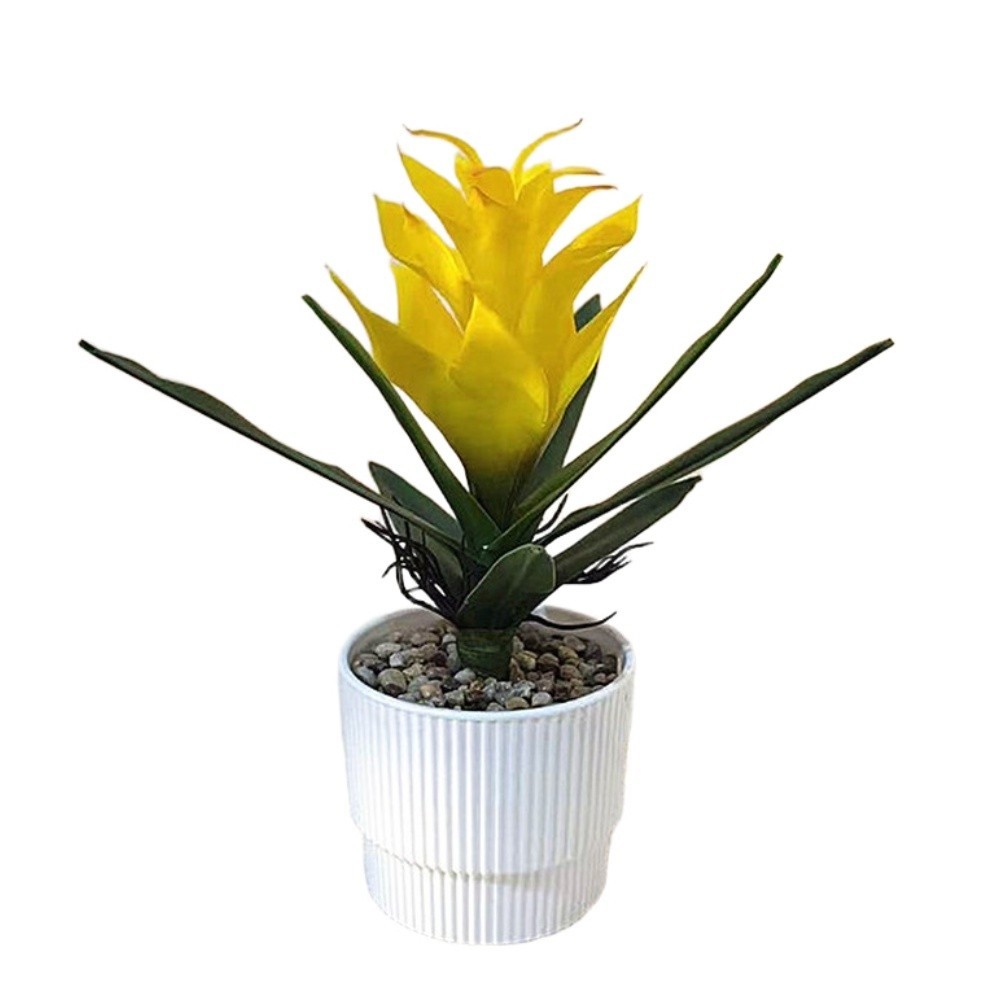Pineapple Flower Fake Plant in Pot 21cm Tall for Indoor For Table Decor