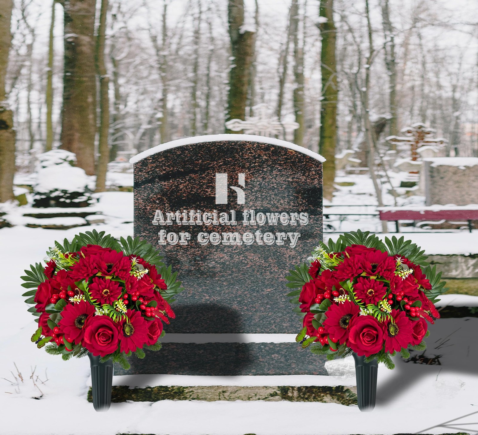 Ariticial Cemetery Headstone Flower -Outdoor Grave Decorations,Mixed Bouquet …