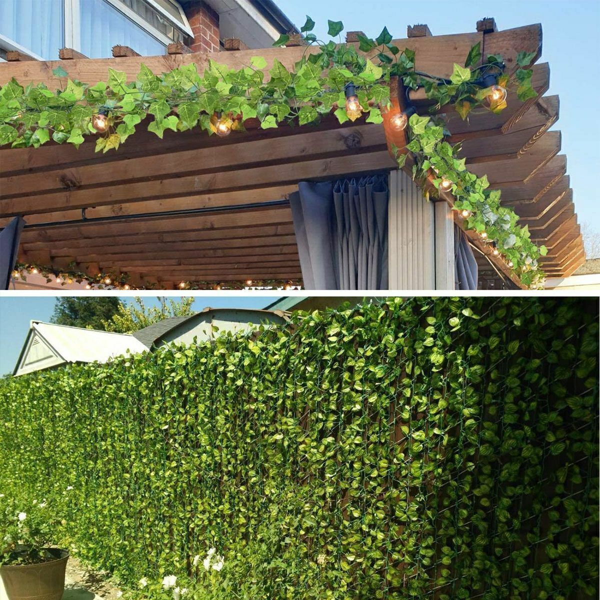 12/24 Pcs Artificial Hanging Plant Fake Flower Leaves Long Silk Ivy Vine Garland