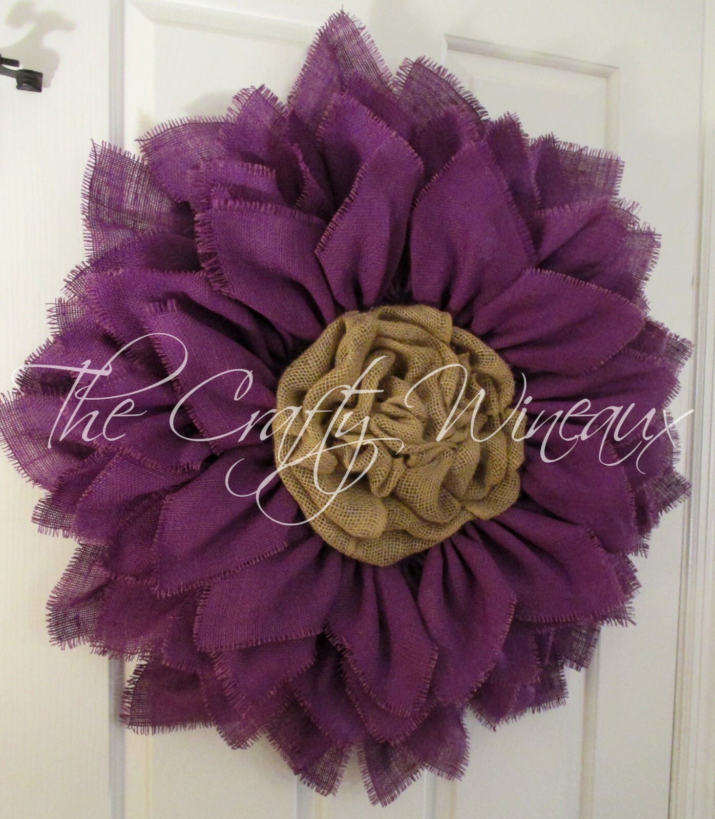 The Crafty Wineaux – Extra Large 30″ Purple Burlap Sunflower Wreath