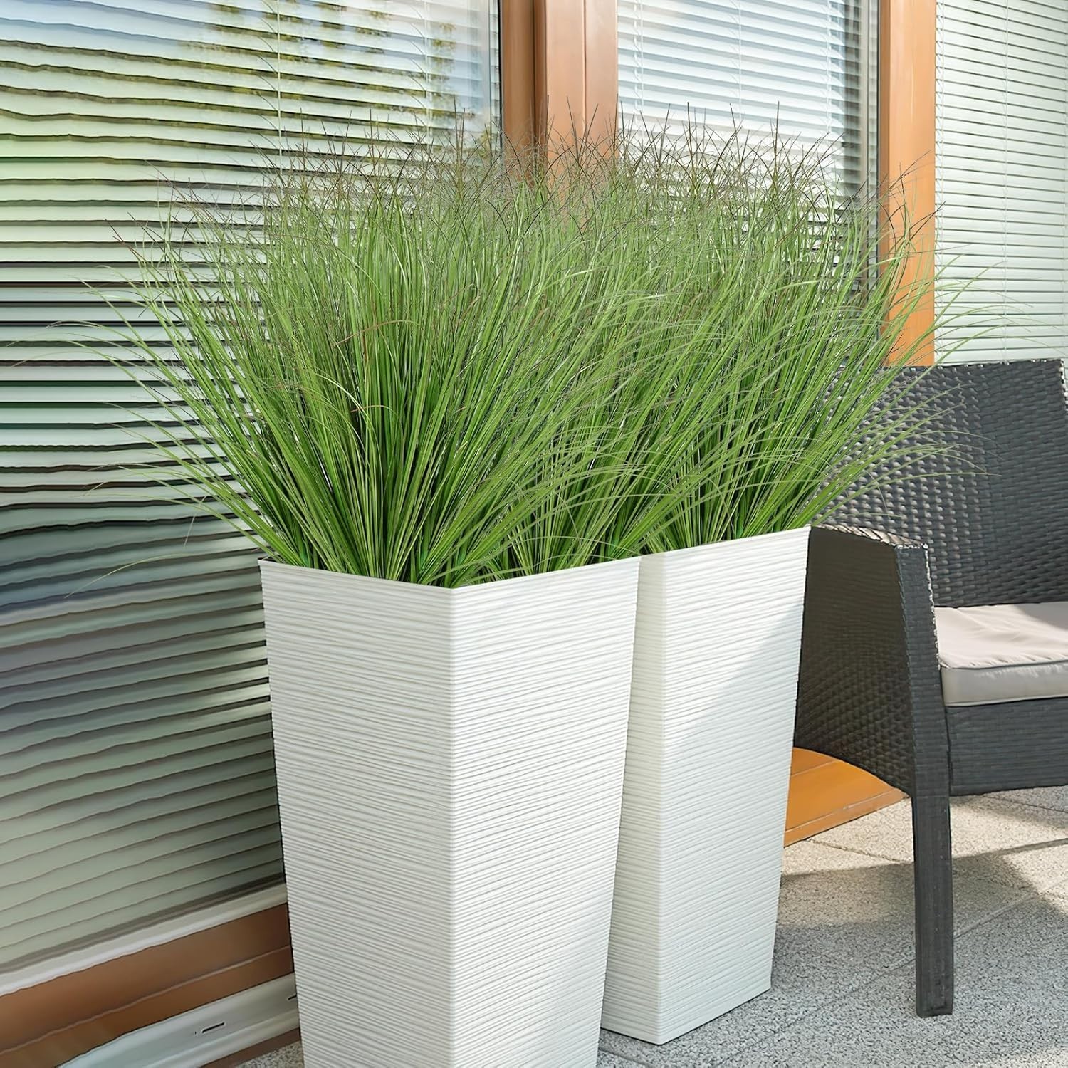24/32Pcs Artificial Grass Plants, Faux Shrubs Wheat Grass, Artificial Tall Grass