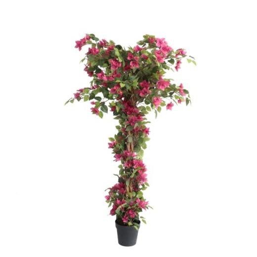 5 Feet Artificial Bougainvillea Tree with Flowers in Plastic Pot Faux 5ft 3in