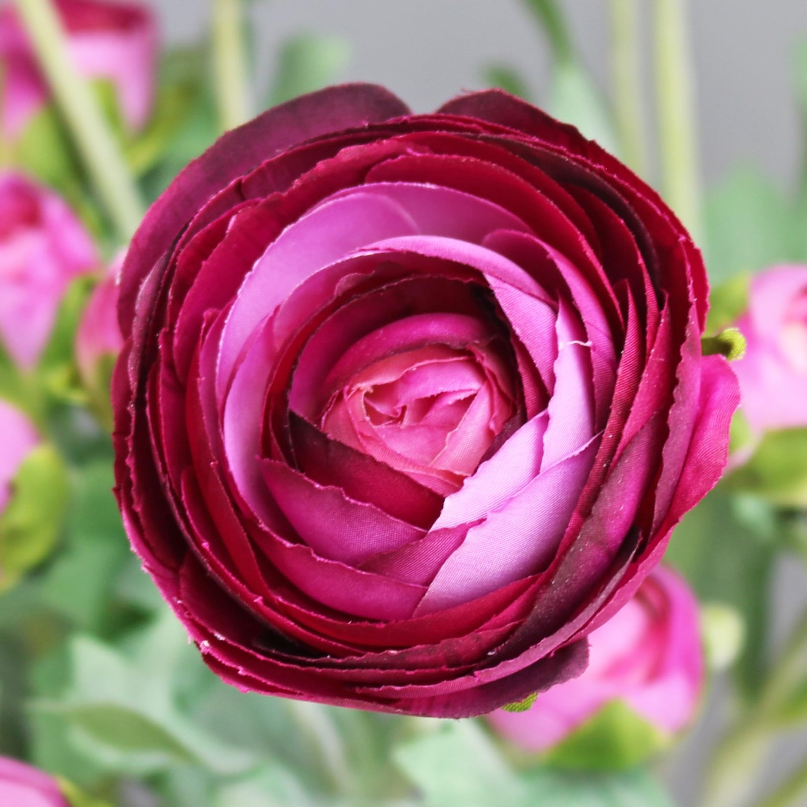 Realistic Silk Faux Ranunculus Flowers Artificial Burgundy Stems Astilbe Faux…