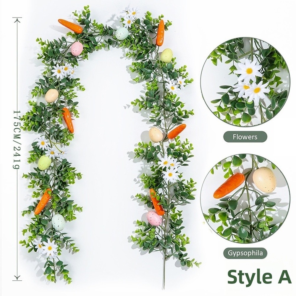 Artificial Vine Carrot Eggs Hanging Wreath Style Decor for Home Wall Display