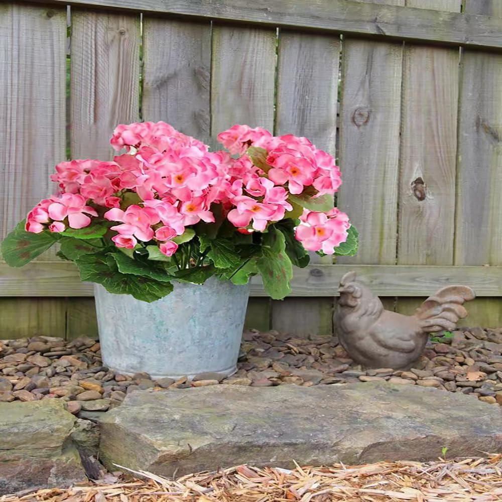 Artificial Pink Geraniums Outdoor Silk Flowers Artificial Geranium Bush Faux Flo