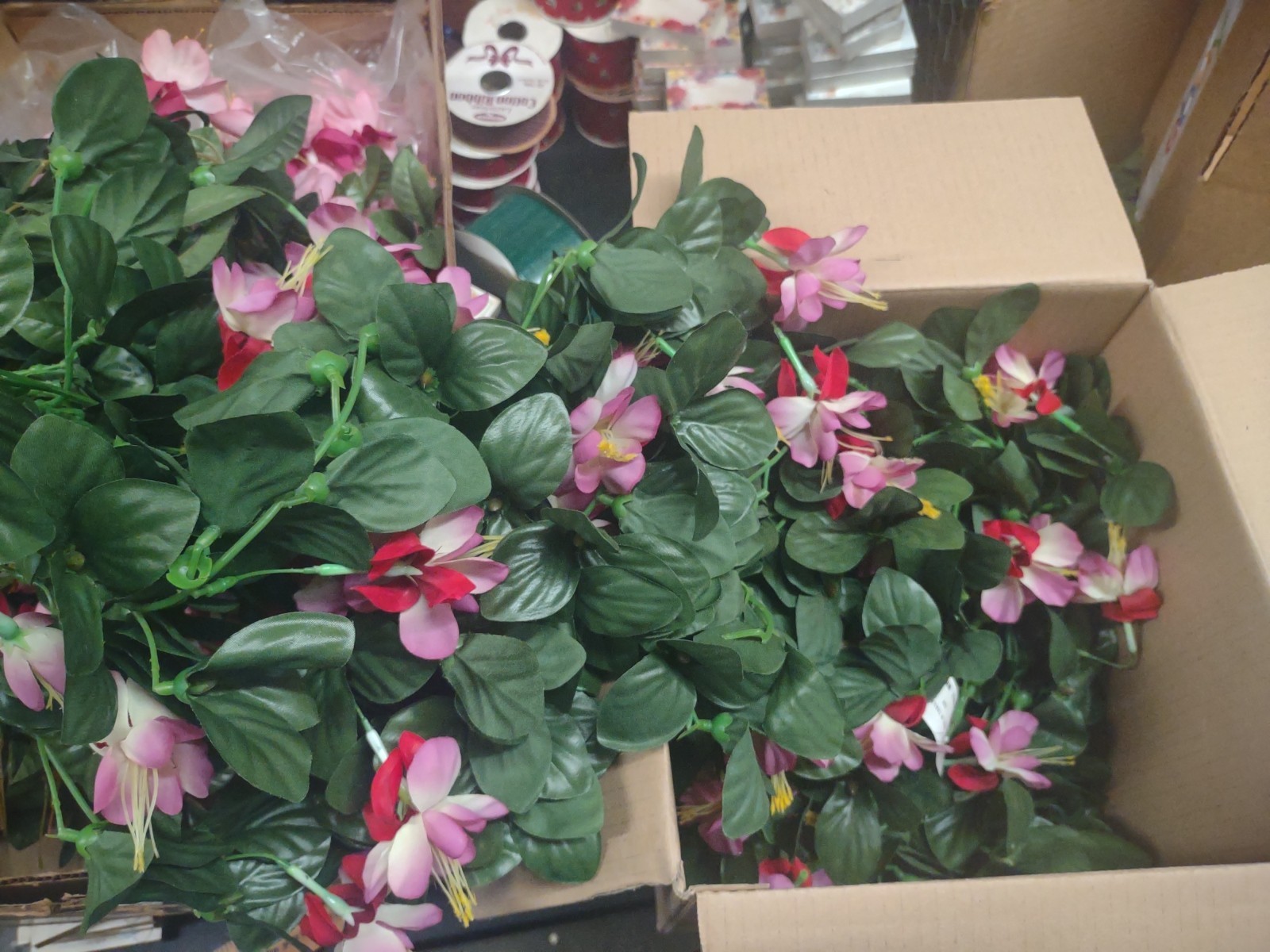 10 Hanging Silk Fuchsia Bushes, 2 Colors: Pink/Hot Pink & Lavender/Red