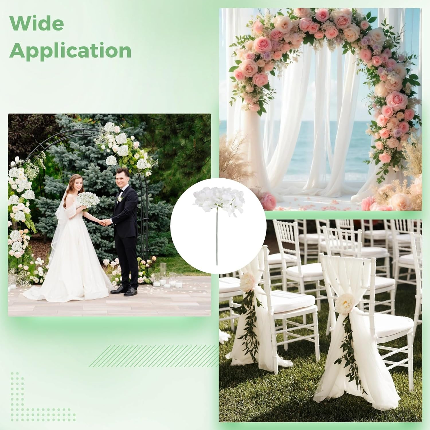 105 PCS Silk White Hydrangea Flowers – Perfect for Weddings & Home Decor