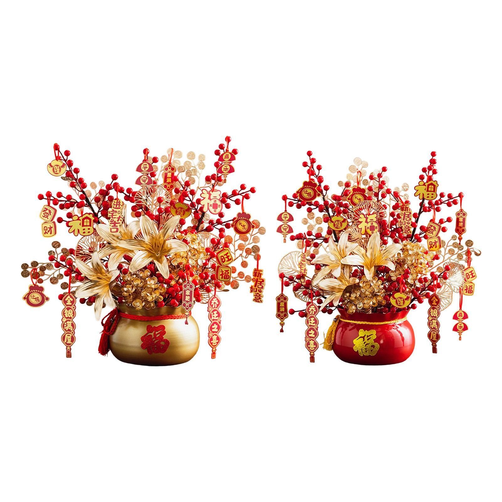 Chinese New Year Decoration Kitchen Floral Arrangement Garden Gift Red Berry