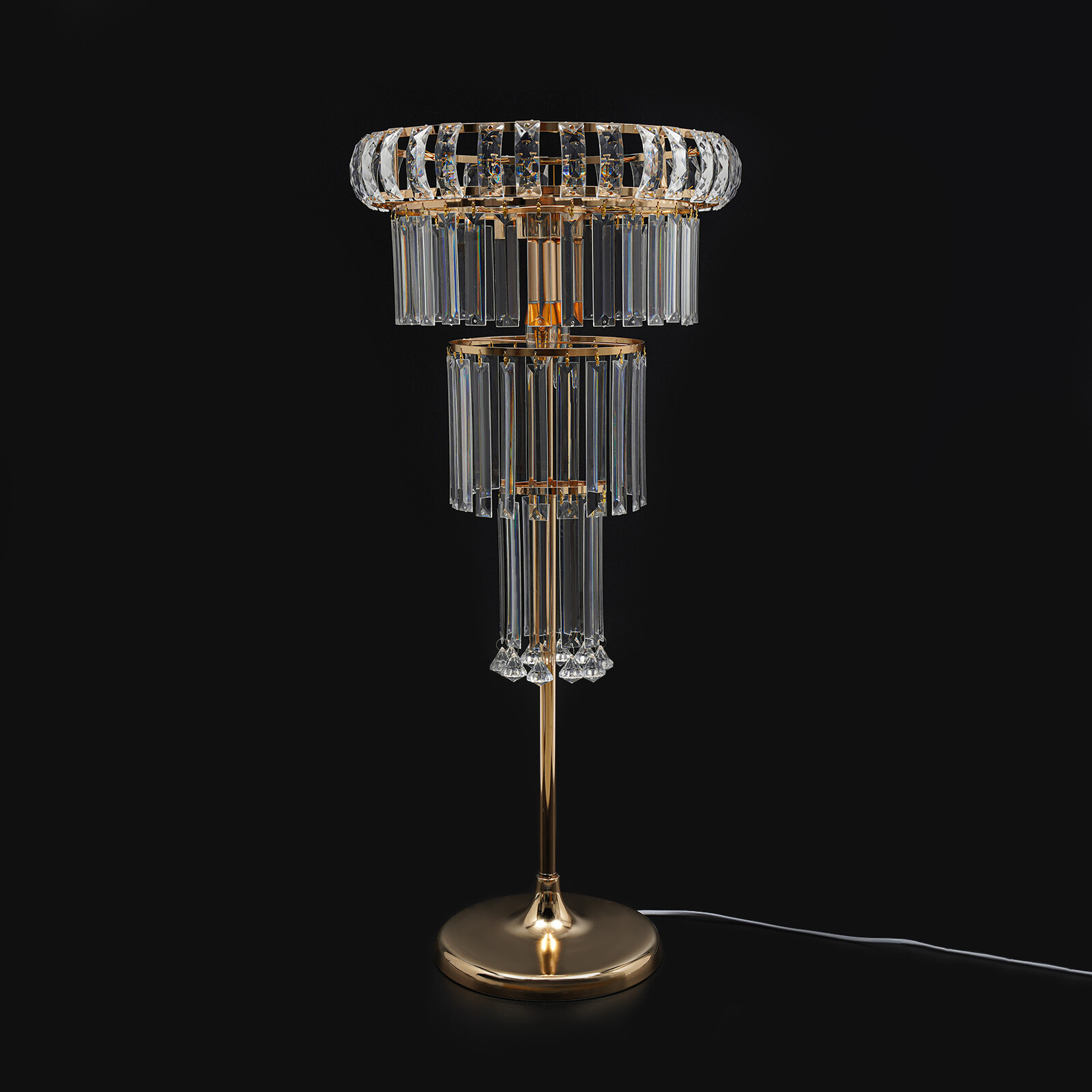 4 Tier Gold Flower Stand Wedding Party Flower Stand 2*LED Centerpiece Decor