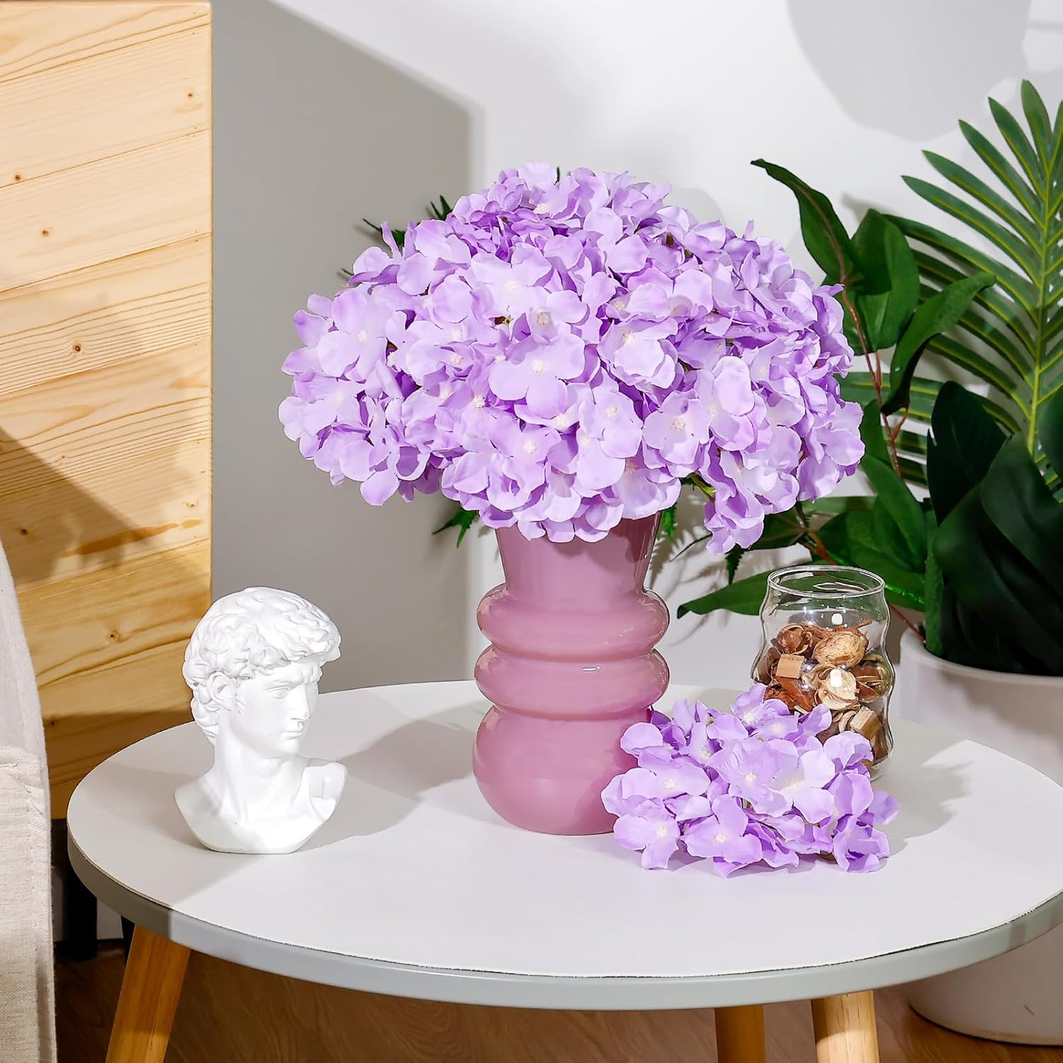 204PCS Purple Silk Hydrangea Flowers for Home Decor & Wedding Centerpieces