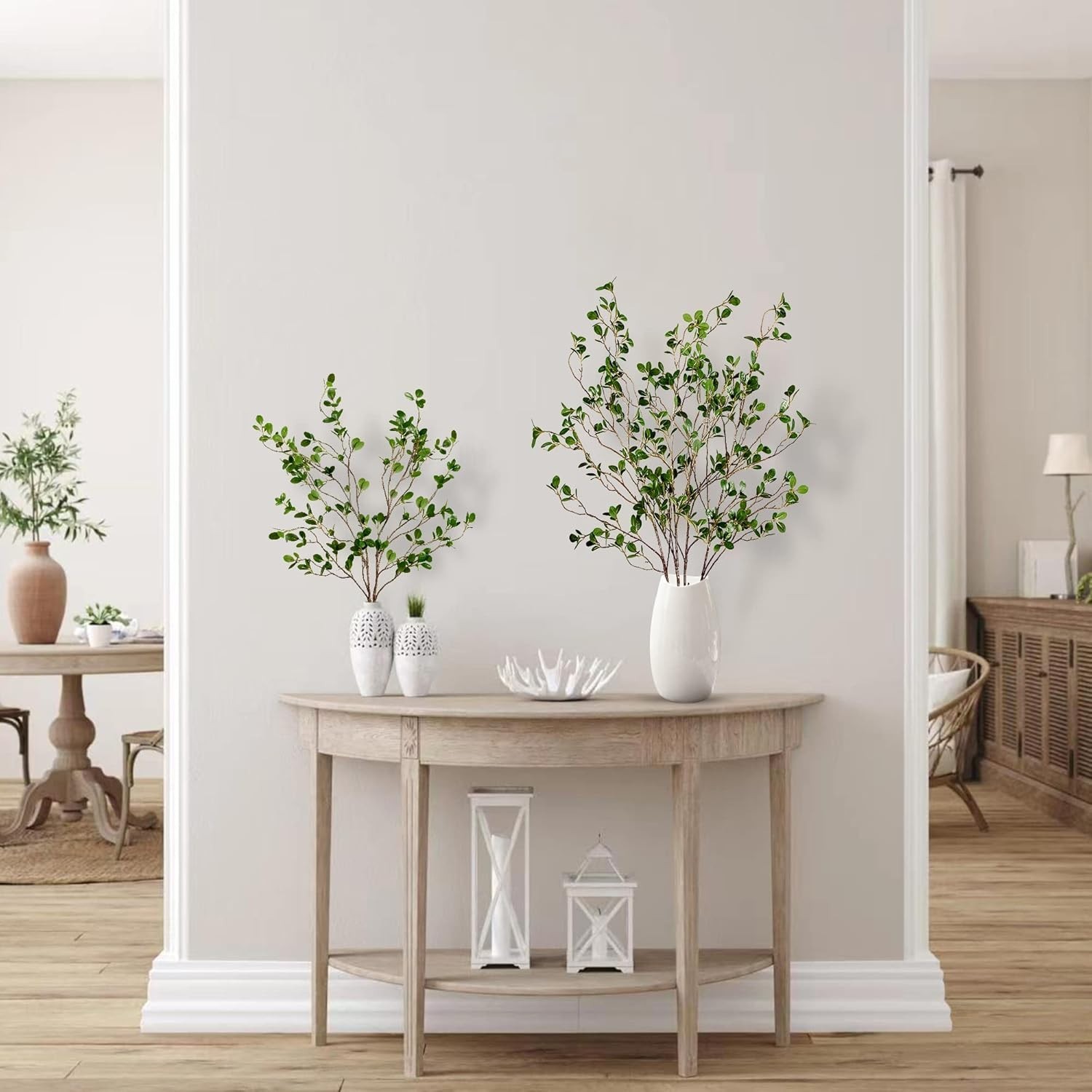 43’’ 6Pcs Artificial Ficus Branches Faux Leaf Spray Green Eucalyptus Branches…
