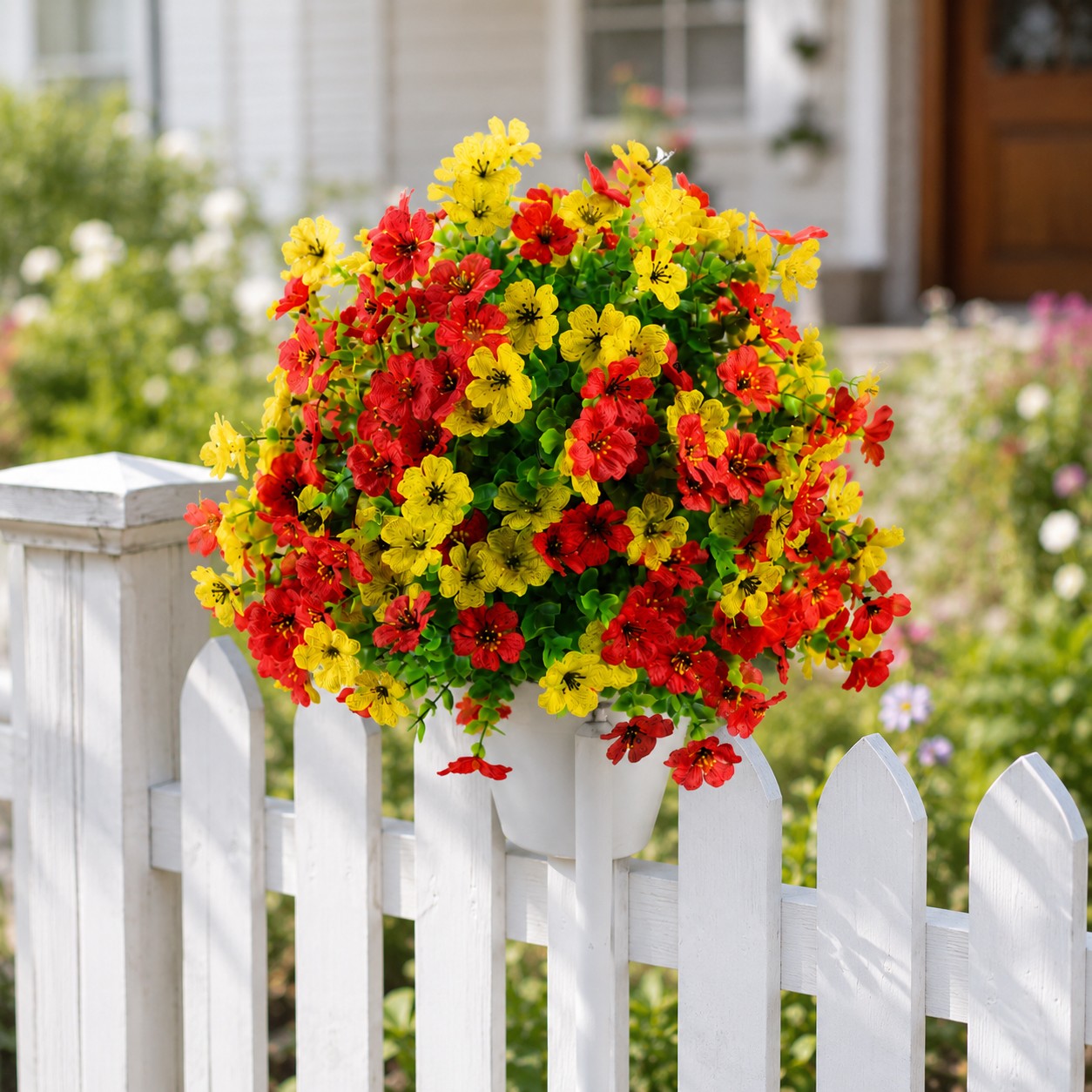 Fall Color Artificial Flowers UV Resistant Floral Stake for Garden Outdoor Use