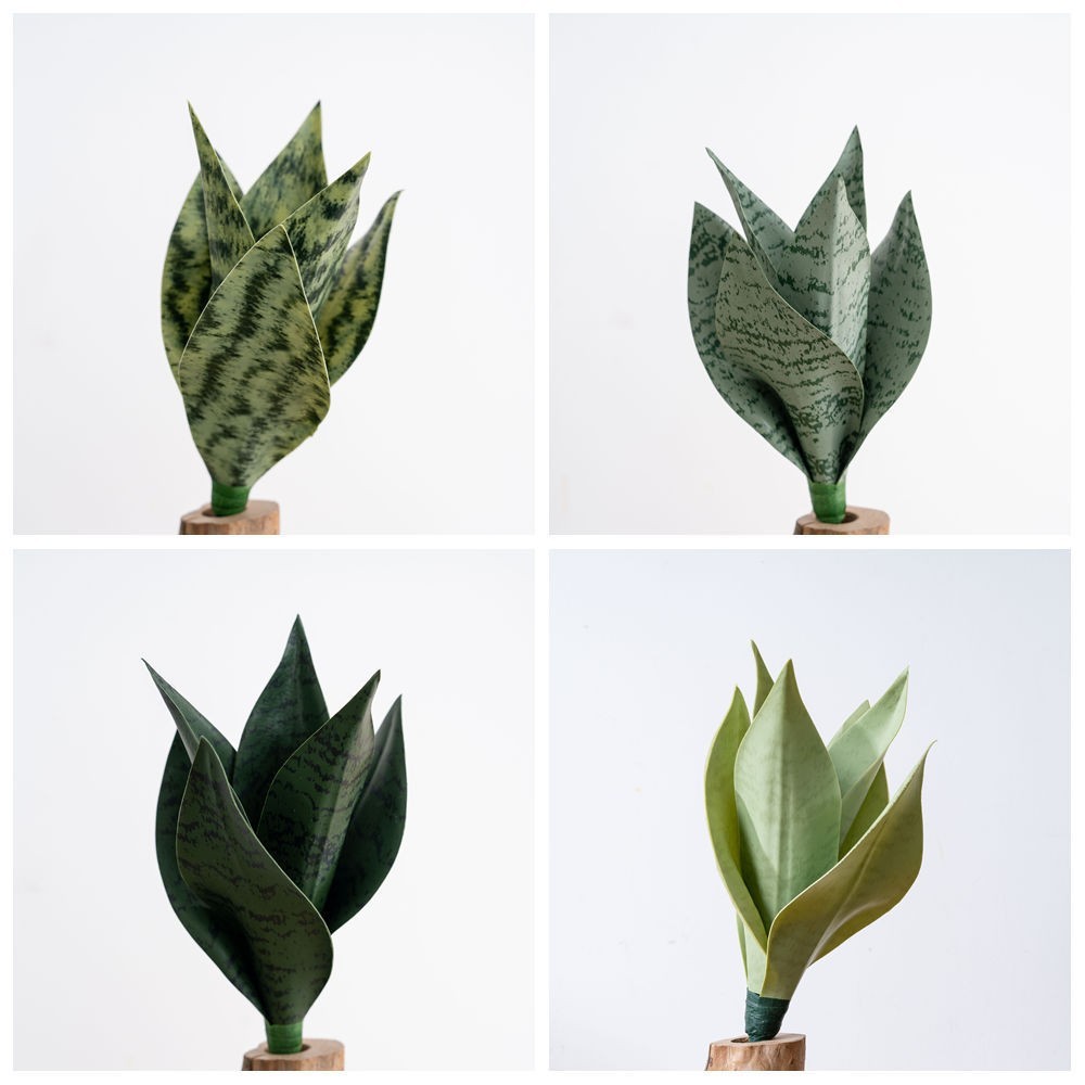 Artificial Snake Plant 25cm Faux Plant Green Leaves for Bedroom Decoration