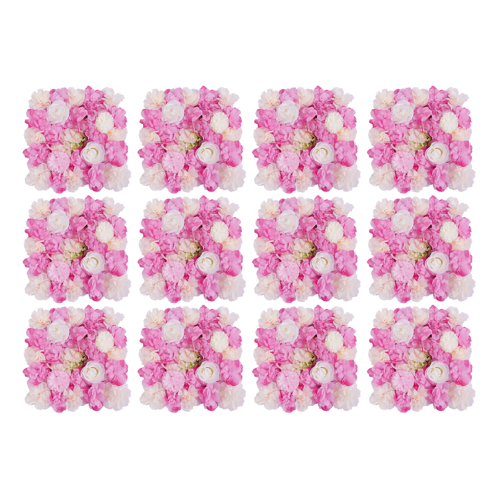 3D Flower Wall Panel-12pcs Artificial Flower Wall Background Silk Rose Mat