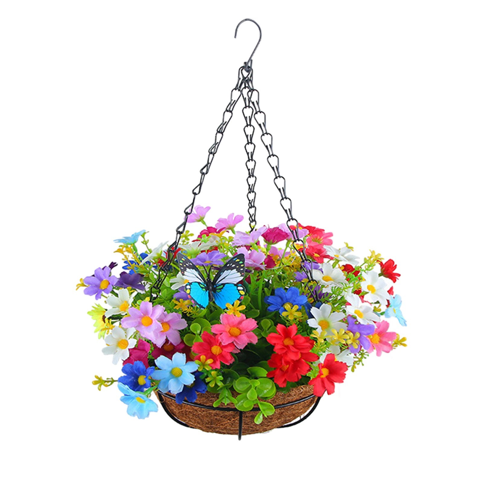 Hanging Flower Basket 2m/6.5ft Cloth Realistic Display Vibrant