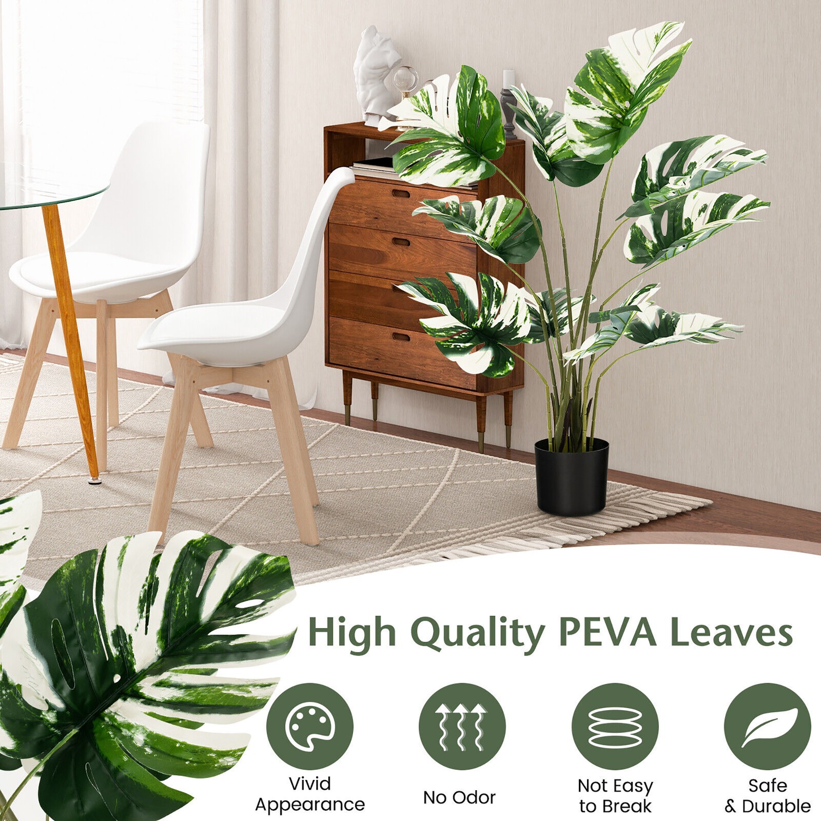 4FT Artificial Monstera Deliciosa Tree 2-Pack Fake Plant Faux Tree for Decor