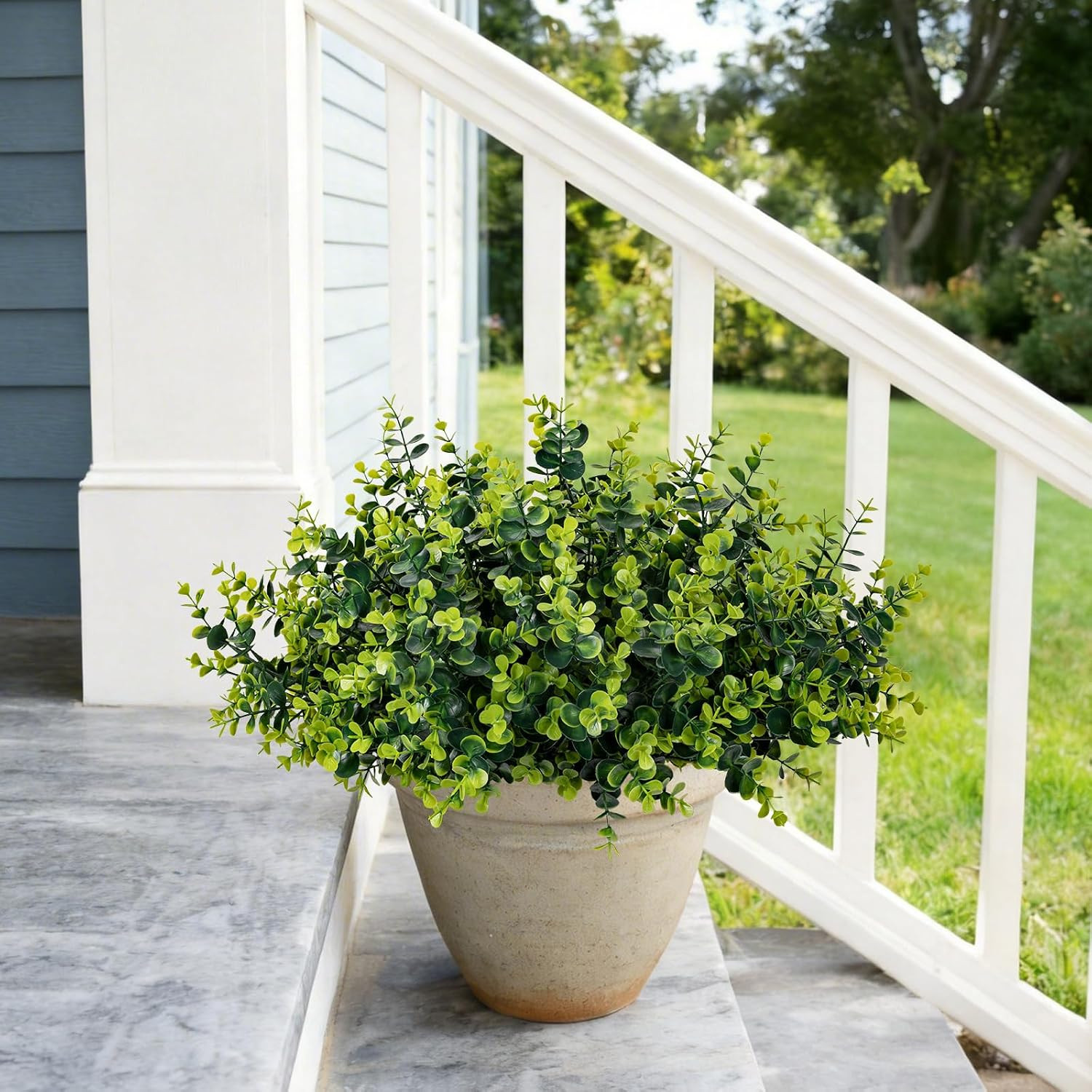 17″ UV Resistant Faux Eucalyptus Boxwood Shrubs for Indoor/Outdoor Decor (12 Pac