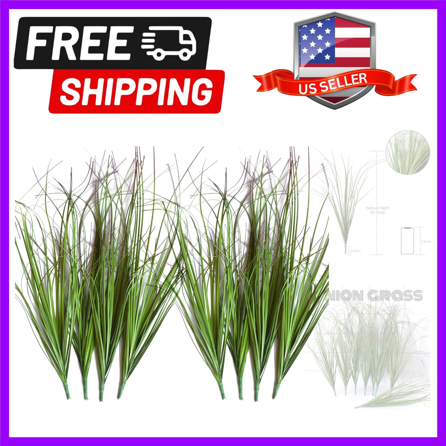 Vibrant 8PC Faux Onion Grass for Low-Maintenance Indoor & Outdoor Decor