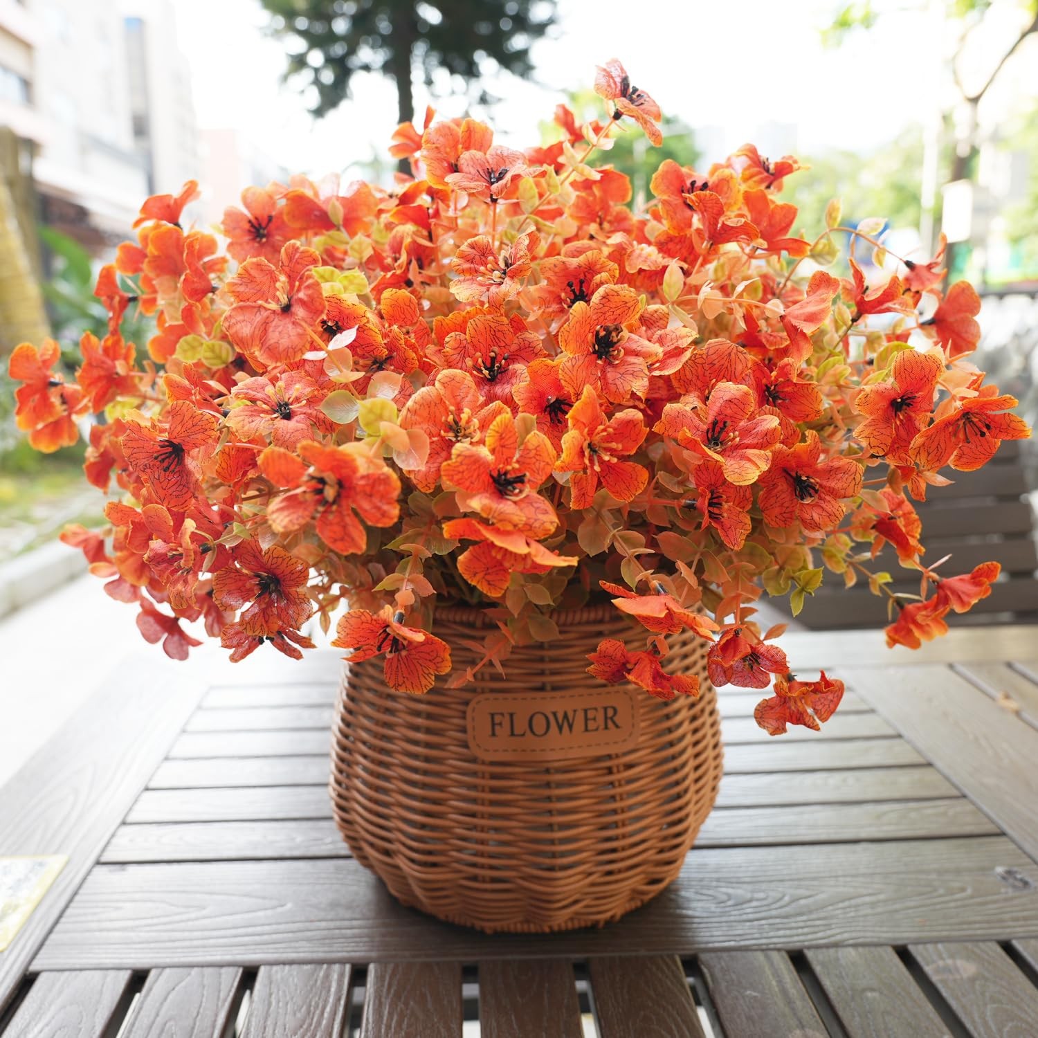 Artificial Flowers for Outdoor,14PCS Fall Decor Orange Autumn Realistic Faux …