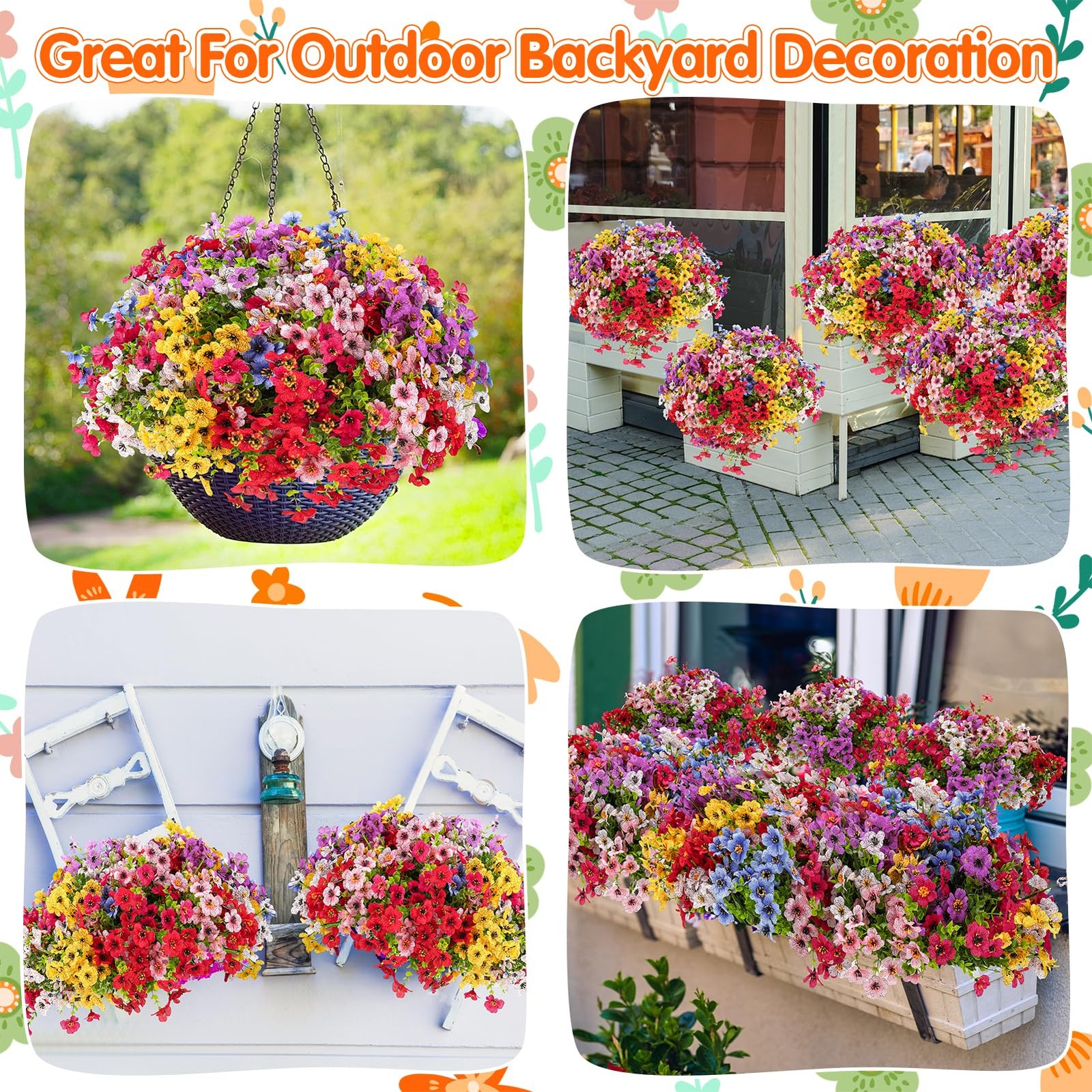 Ovveroche 56 Colorful Bundles Artificial Fake Plants Flowers for Outdoor Deco…