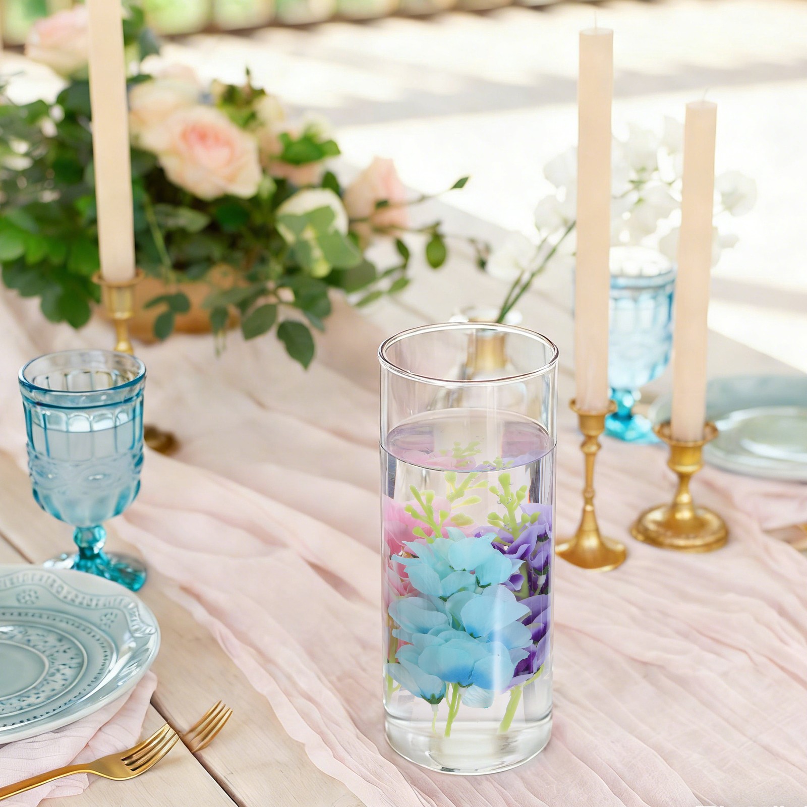 10Pcs Floating Flowers for Centerpieces Artificial Hydrangea Blue Violet)