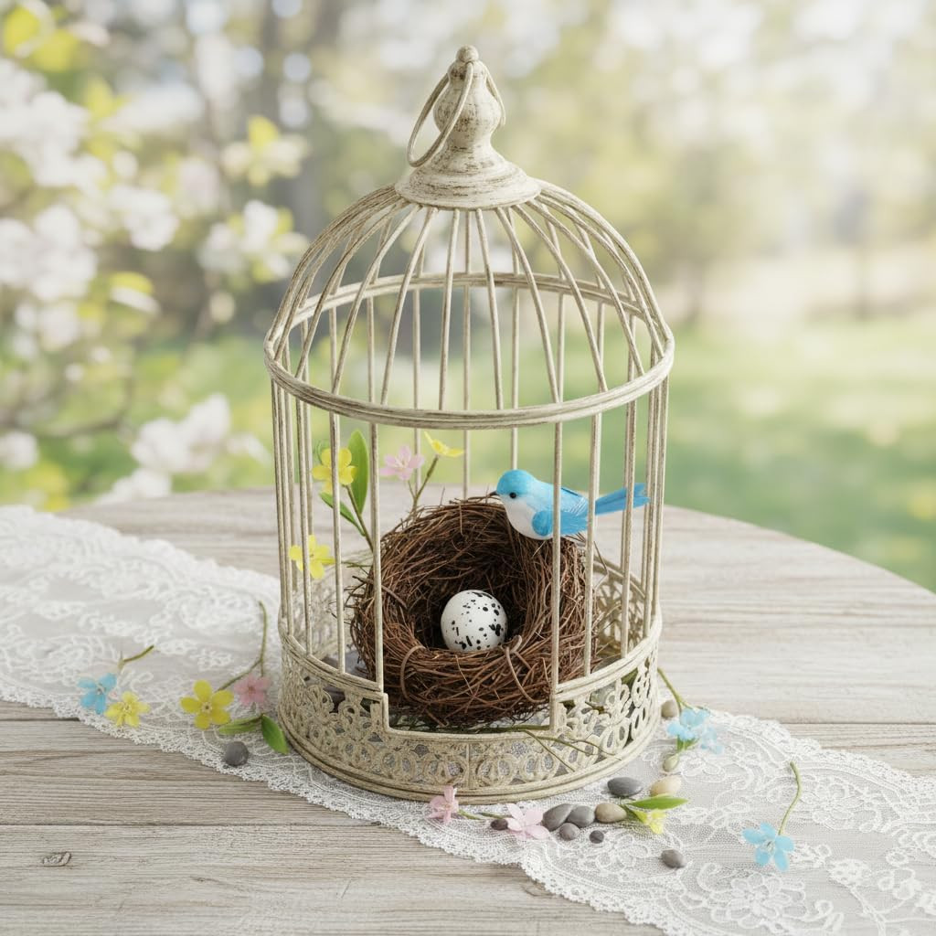 Artificial Bird Nest, Bird Nest with Artificial Bird Eggs, Country Style Simulat