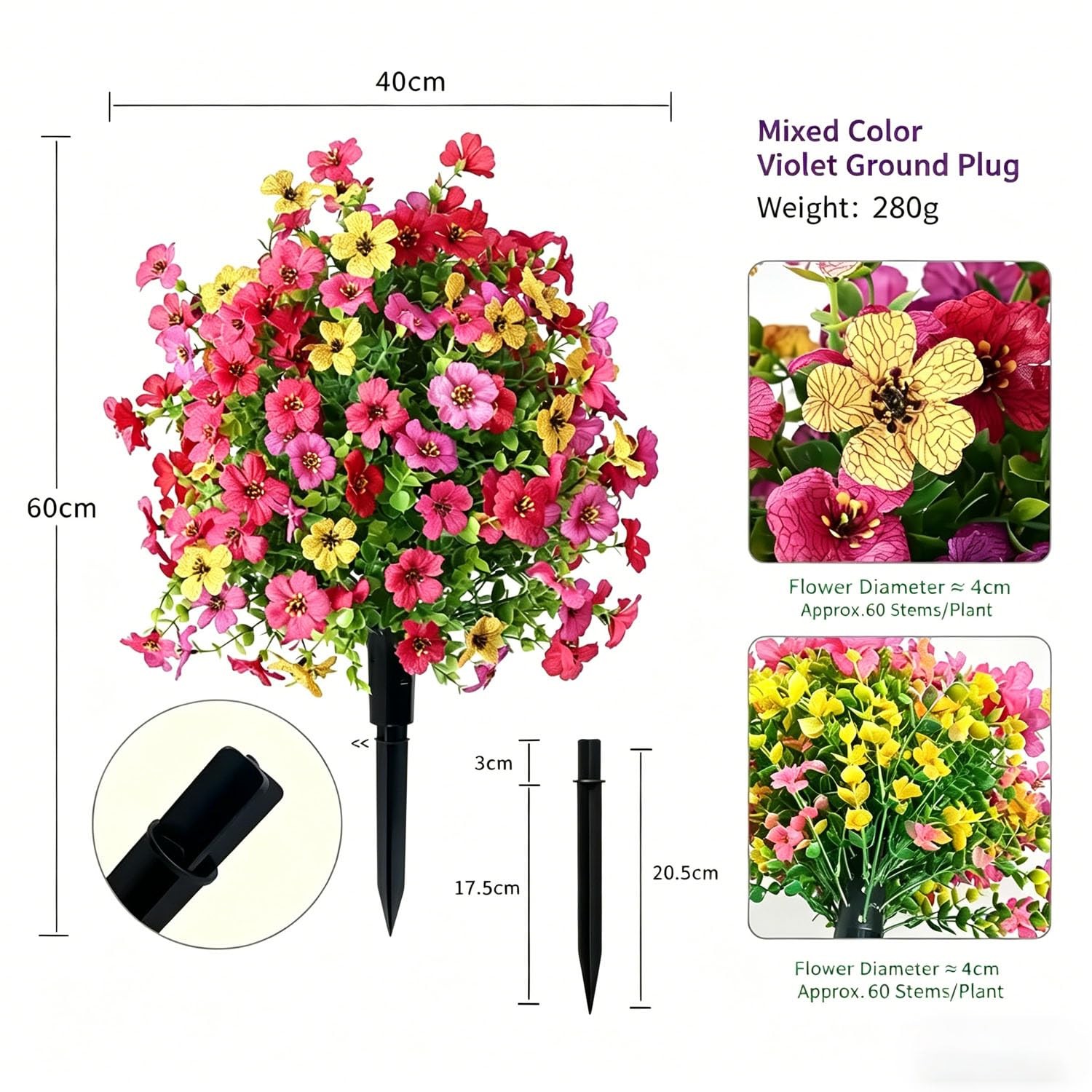 Artificial Outdoor Flowers with Stake, Artificial Petunias with Ground Stake,…