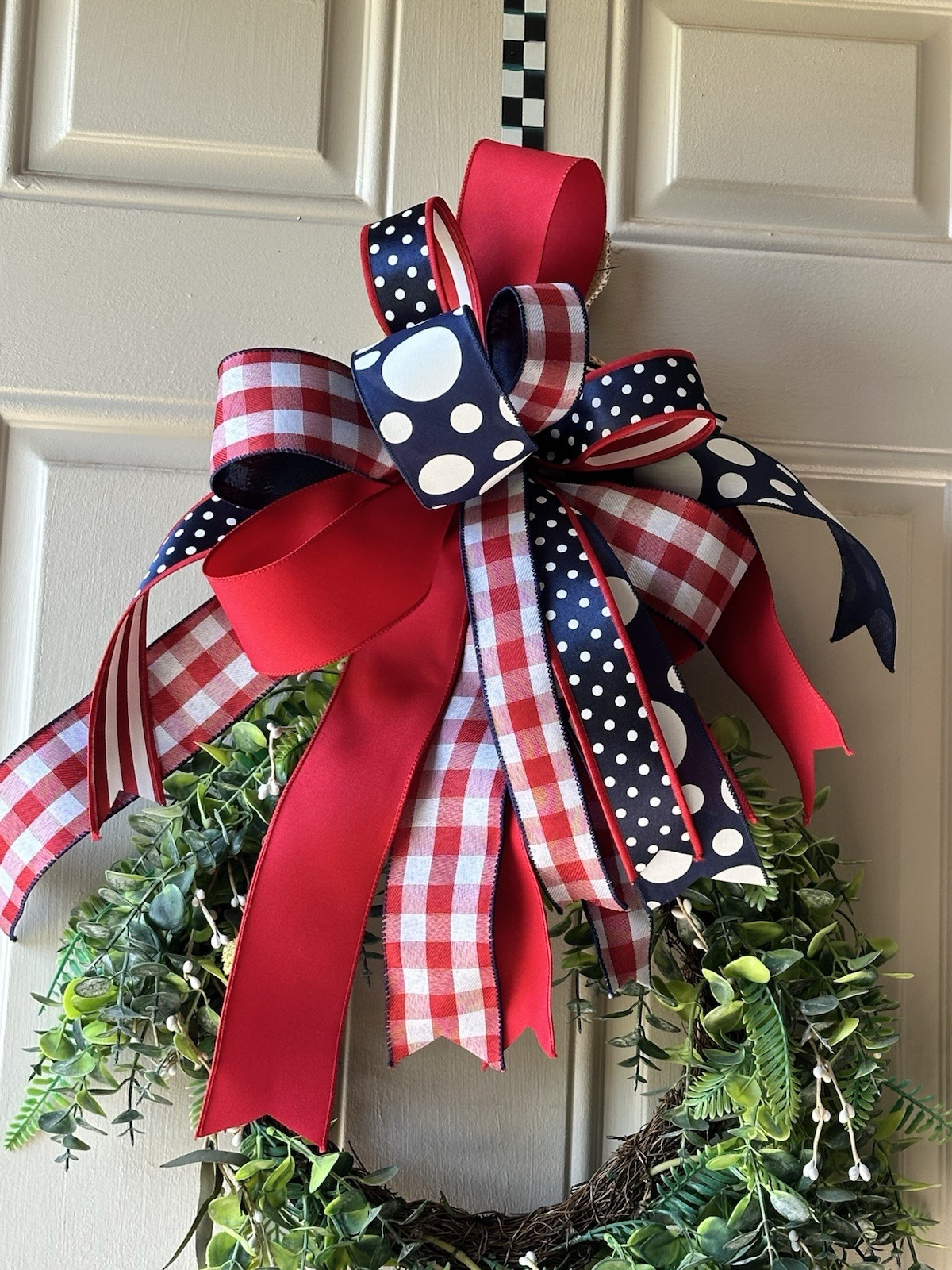 Patriotic Custom Bow Red, White, And Blue FUN Patterns Bow Only