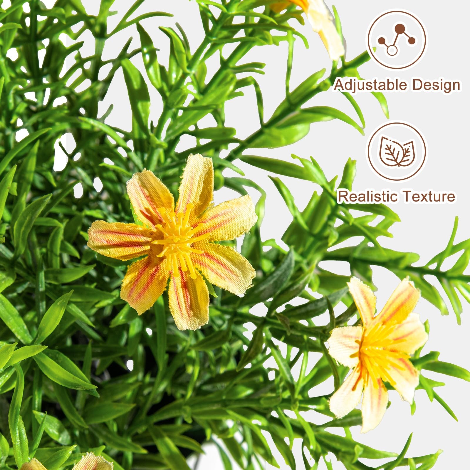 3 PCS Small Fake Potted Flowers White Pink Yellow Mini Greenery Decor