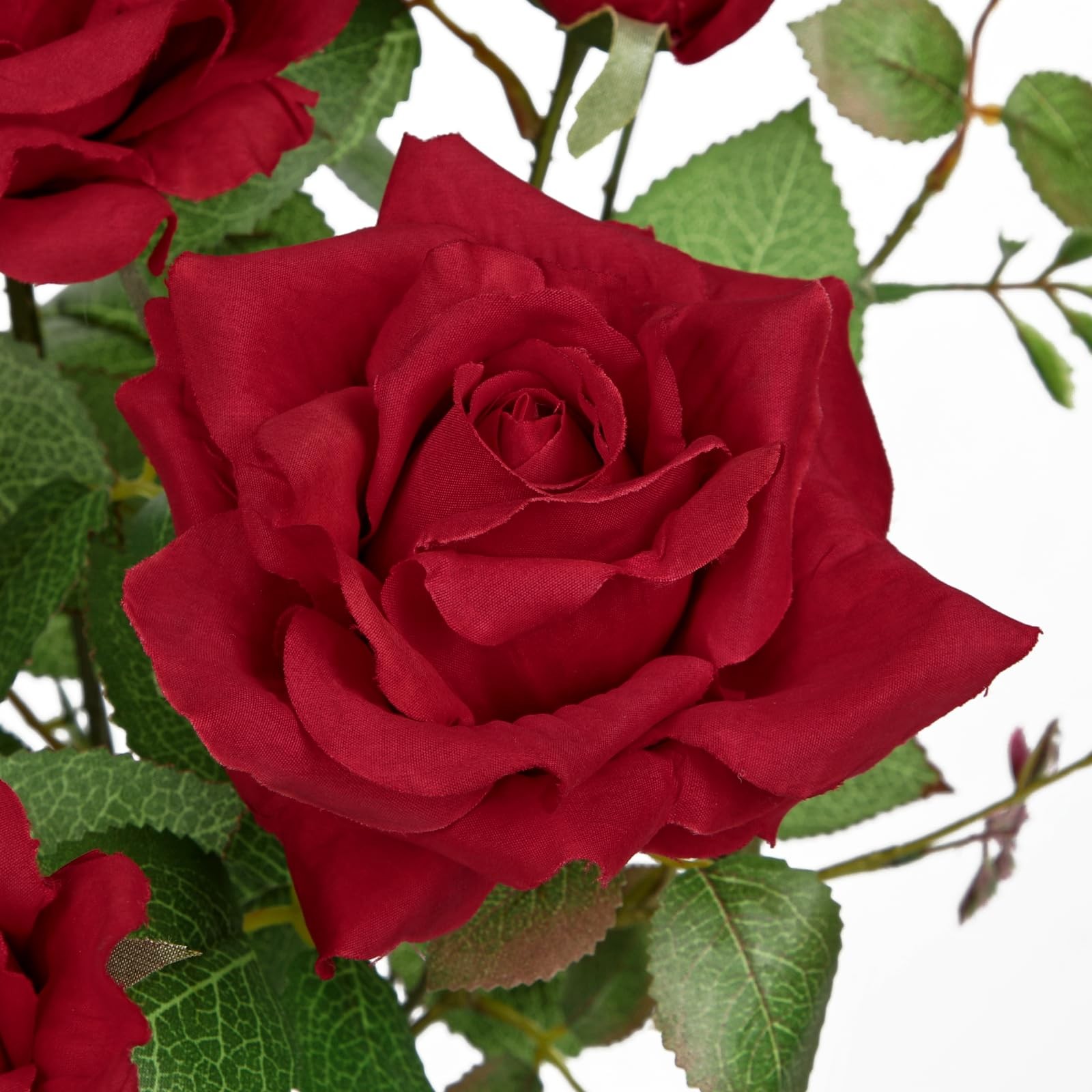 Red Fake Roses Artificial Flowers in Pot 23.6″ Small Roses Tree Indoor Outdoo…