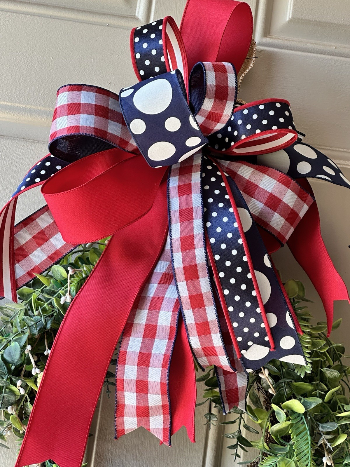 Patriotic Custom Bow Red, White, And Blue FUN Patterns Bow Only
