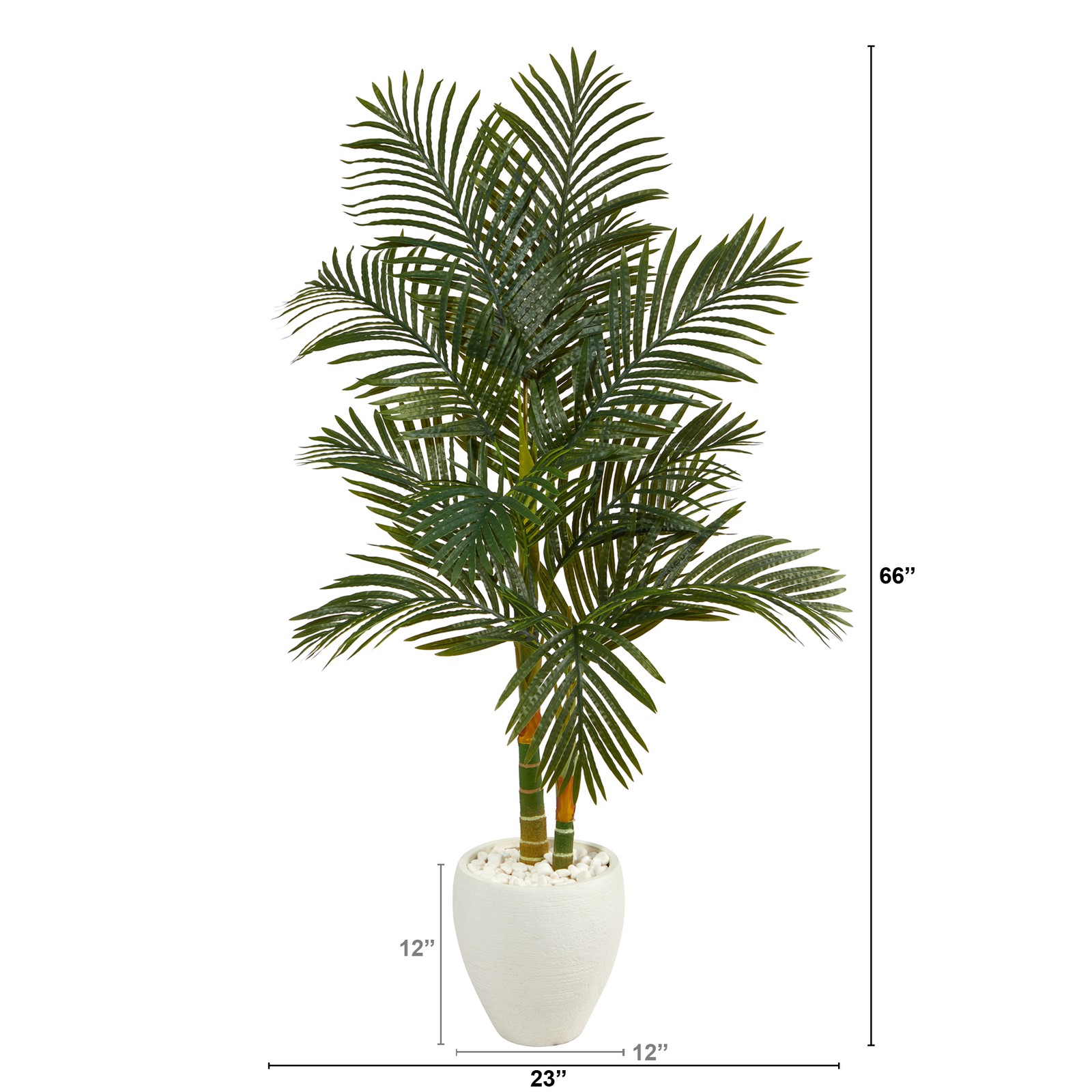 Nearly Natural 5.5ft Golden Cane Artificial Palm Tree in White Planter in Pink