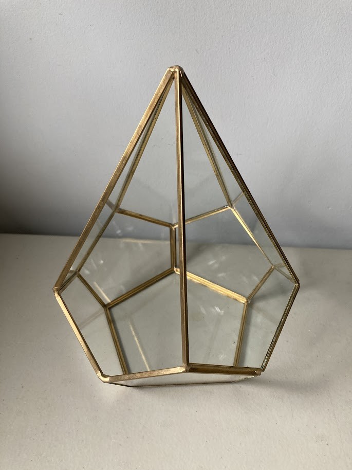 Vintage Clear Glass Geometric Teardrop Terrarium Air Plant Display Art Container