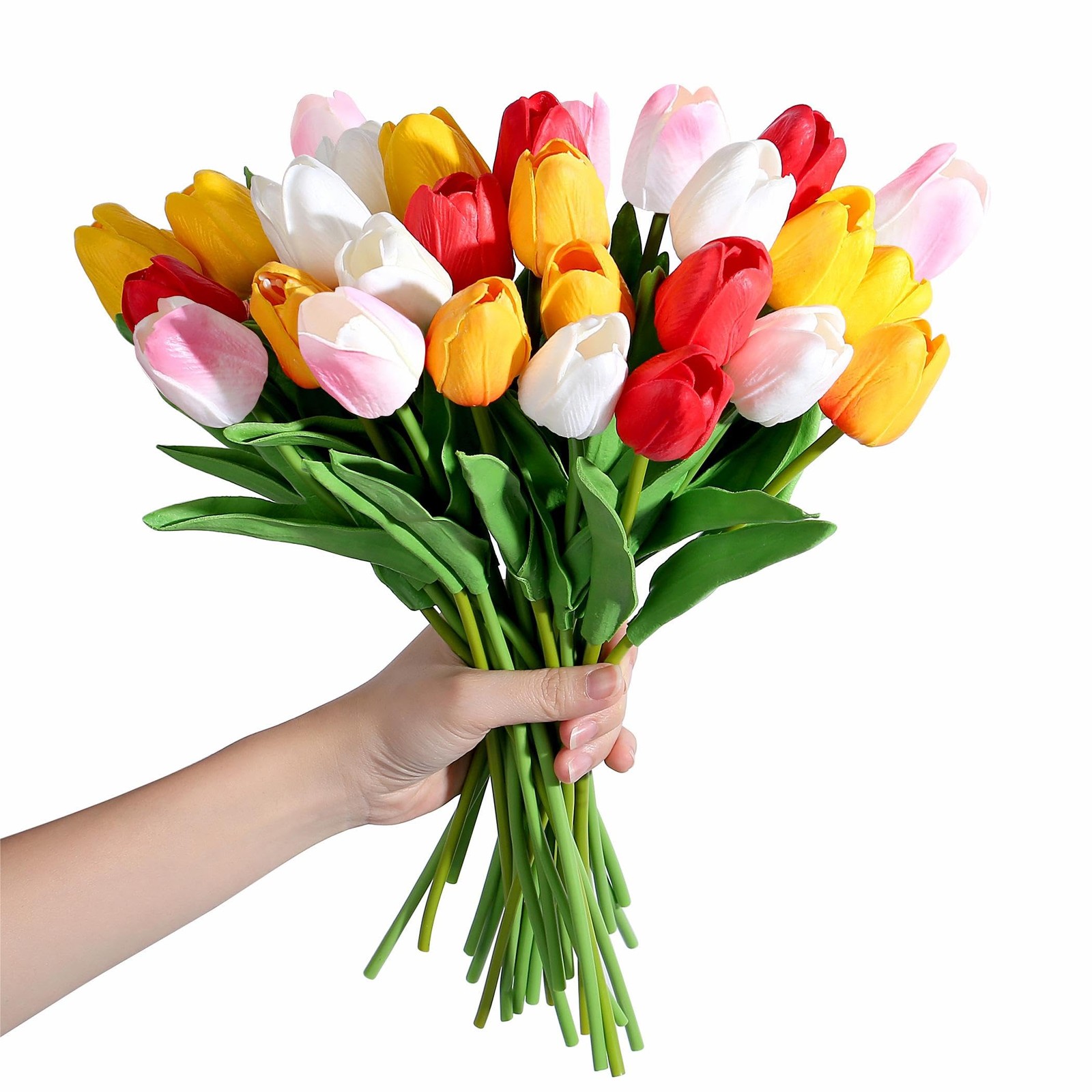 Fake Tulips 15pcs Real Touch PU Artificial Flower Assorted Colors
