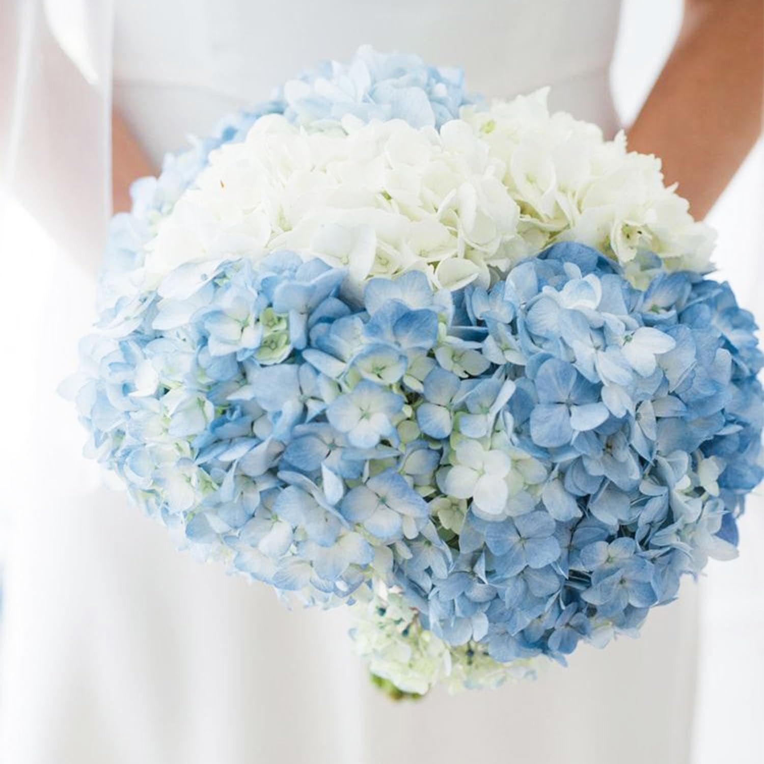 3pcs Baby Blue Lifelike Hydrangea Artificial Flowers 22inch Real Touch Faux H…