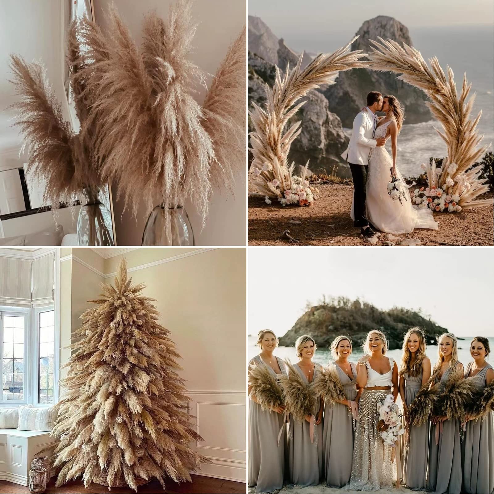 9 Stems Pampas Grass Decor Tall 48”/4 FT, Long Fluffy Dried Pompas Grass, Large