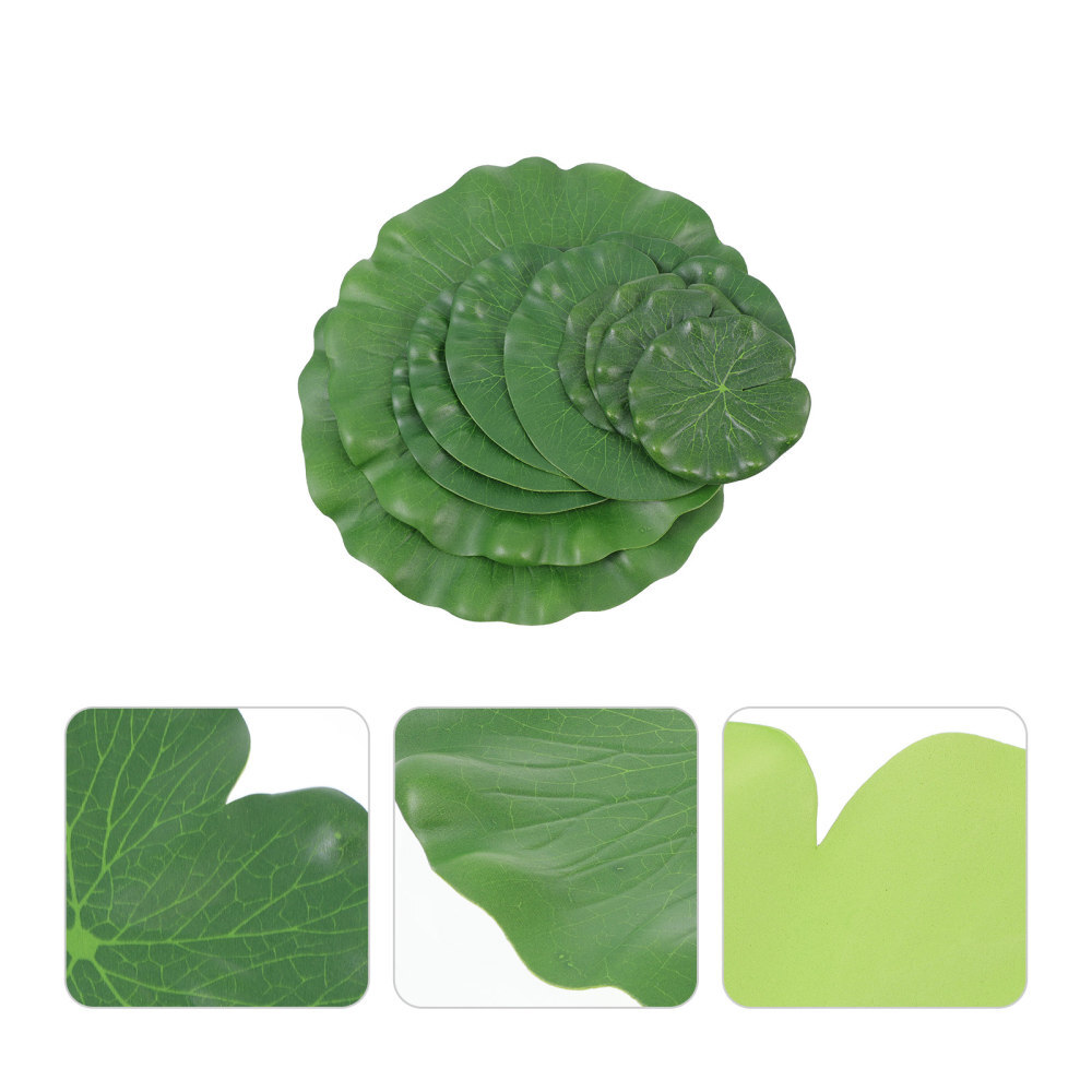 Set of 2 Simulated Lotus Leaf Decoration Artificial Leaves Aquarium Plants Fake