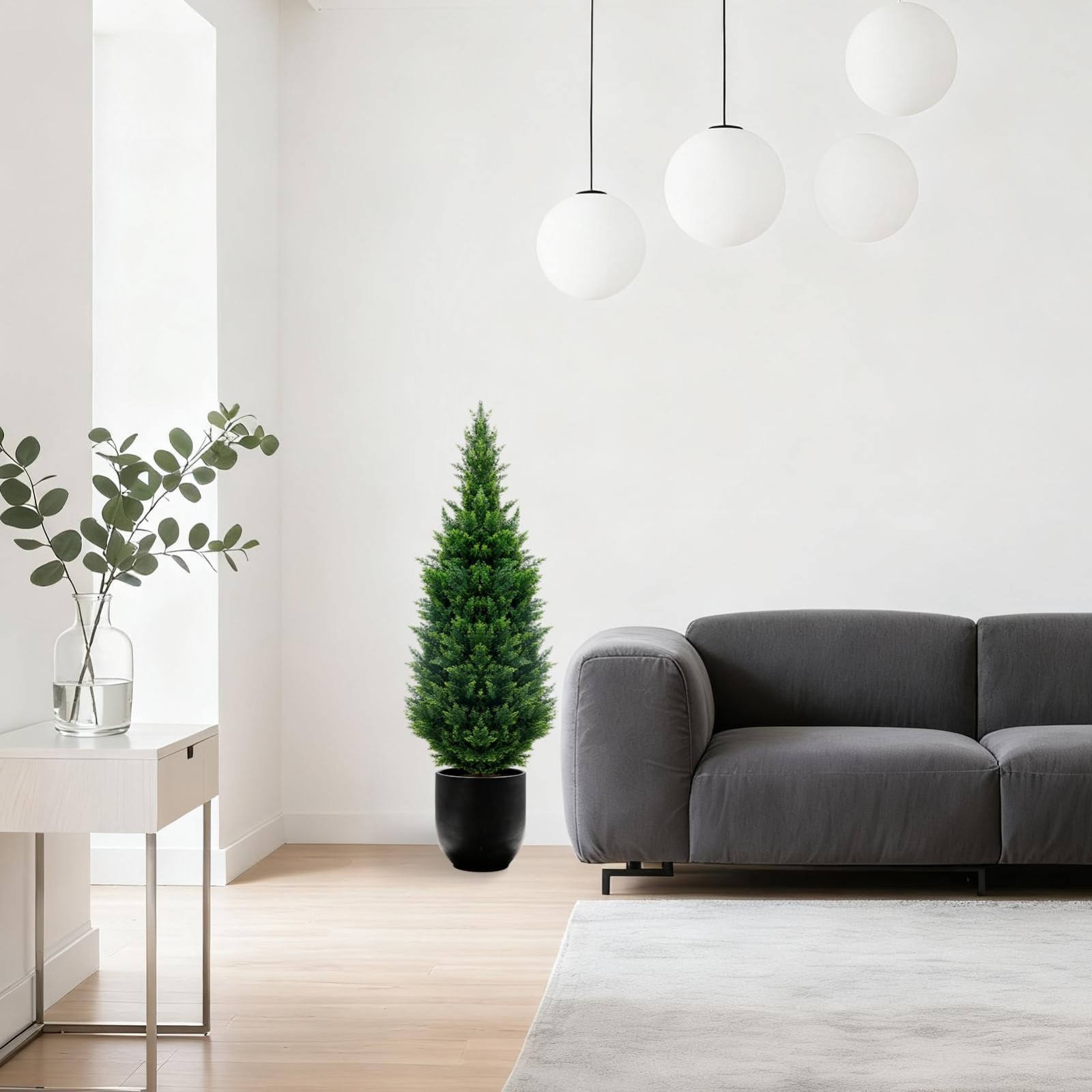 4FT UV Resistant Artificial Cedar Topiary Tree – Fake Shrubs for Indoor/Outdoor