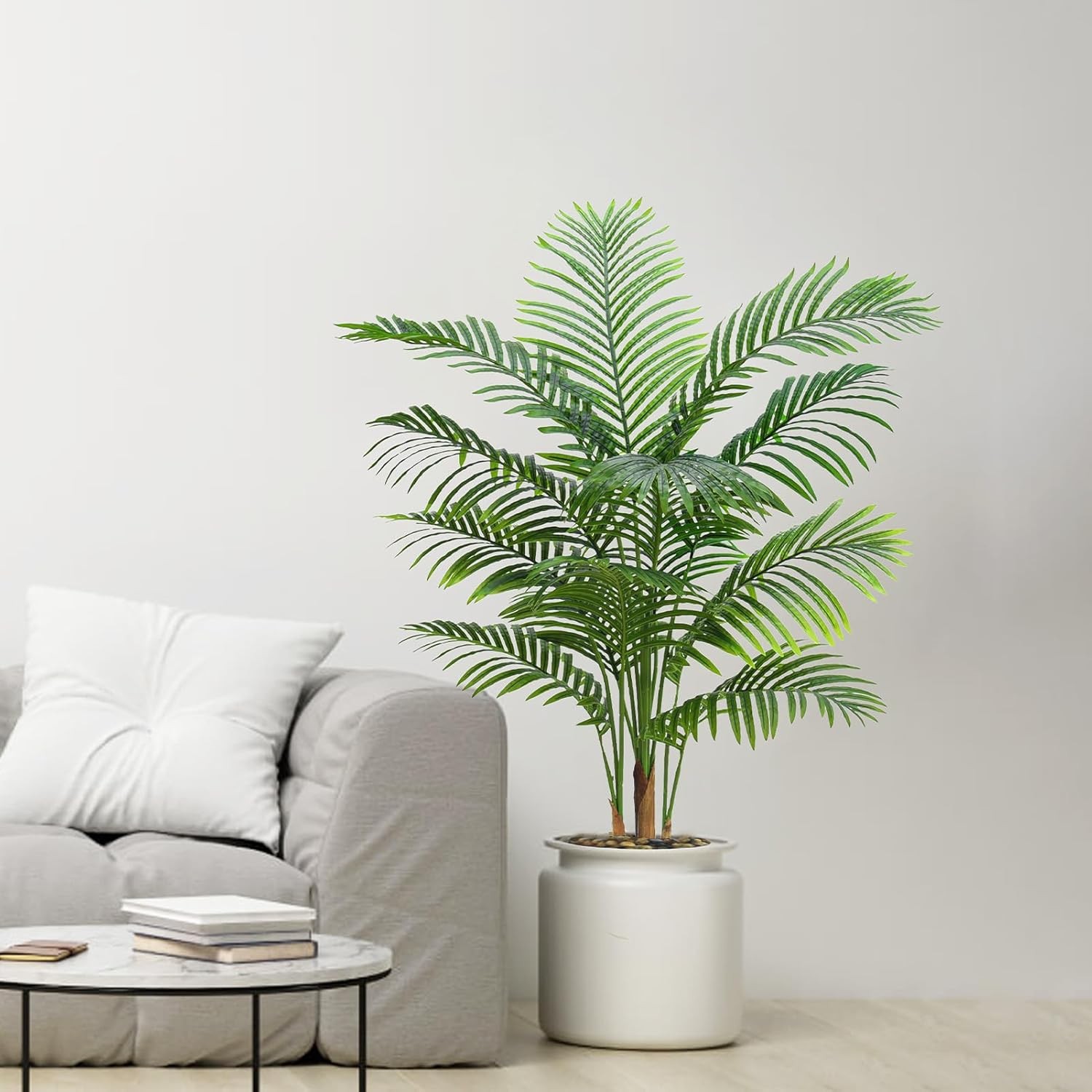 Artificial Tall Tropical Palm Tree Indoor Plant 5FT in Pot, Real Bark for home