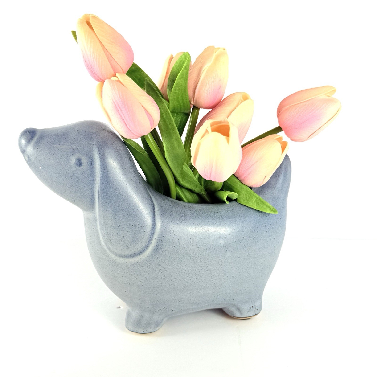 Gray Dog Ceramic Planter – Houseplant – Succulent Indoor Pot – Home Decor. MCM