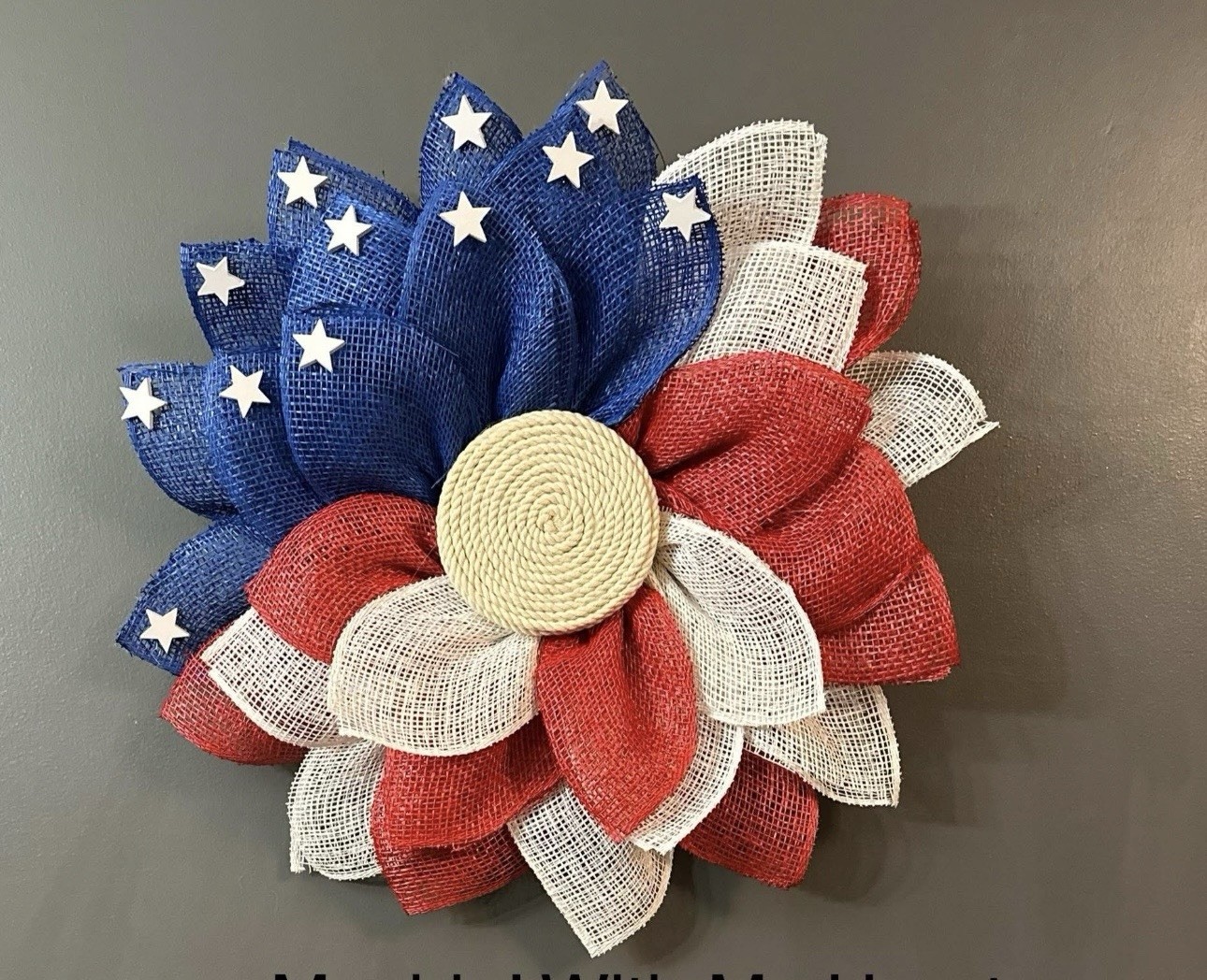 Patriotic Poly Burlap Swag Wreath Red White And Blue America