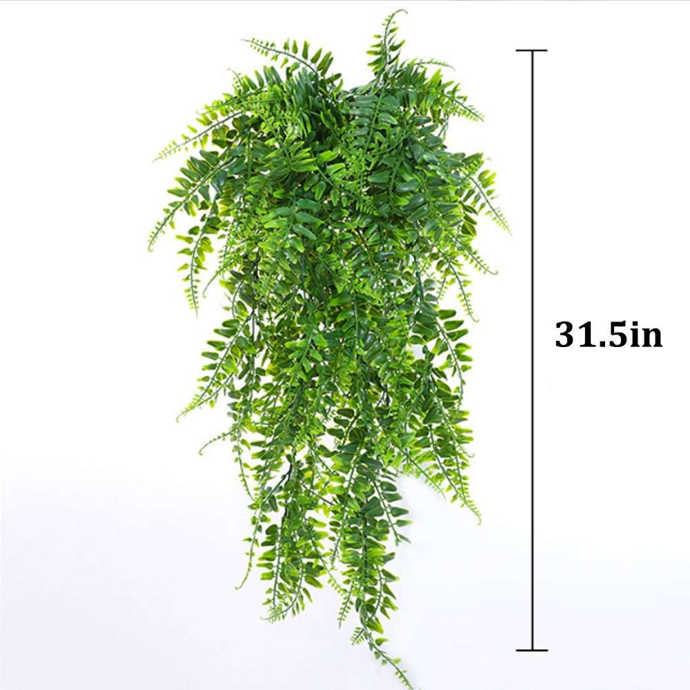 2x Artificial Ferns Rattan Fake Hanging Plant Vine In/Outdoor UV Resistant Decor