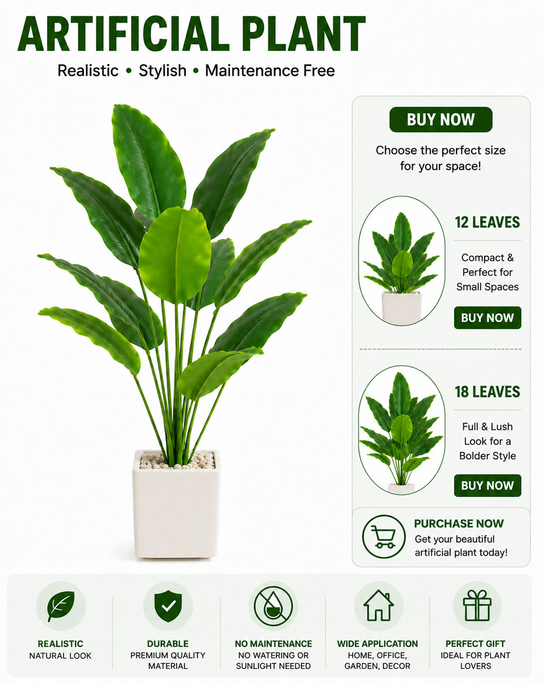 Large Artificial Tropical Plant Fake Banana Palm Tree Indoor Home Decor