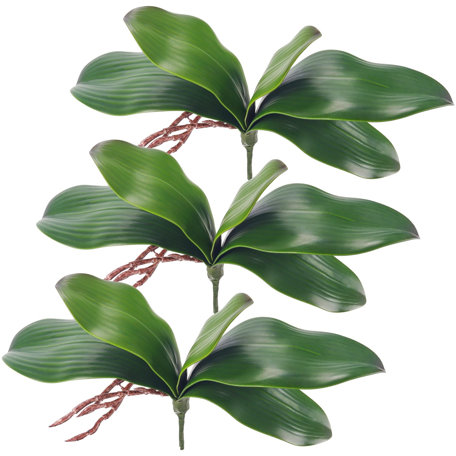 Fake Orchids 3 Pack Artificial Orchid Leaves Faux Greenery Stems for Vase She…
