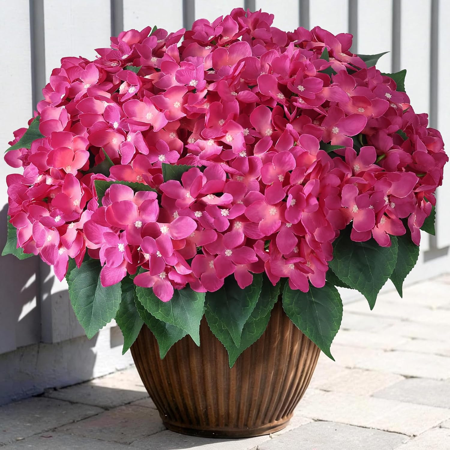 16 Bundles 17″ Rose Red Artificial Hydrangea Flowers for Home & Garden Decor