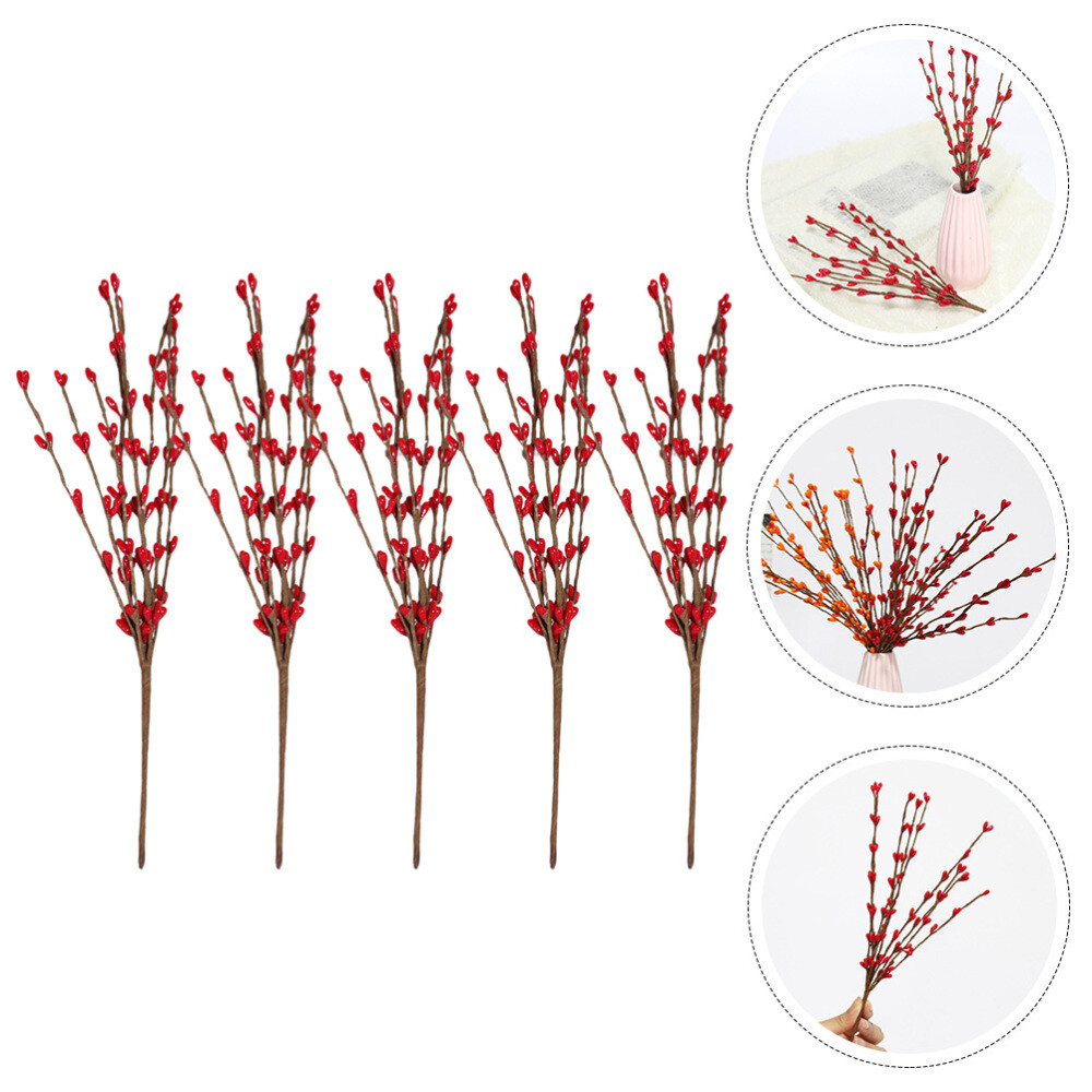 5pcs Orange Berry Christmas Christmas Berry Picks Artificial Red Berry Stems