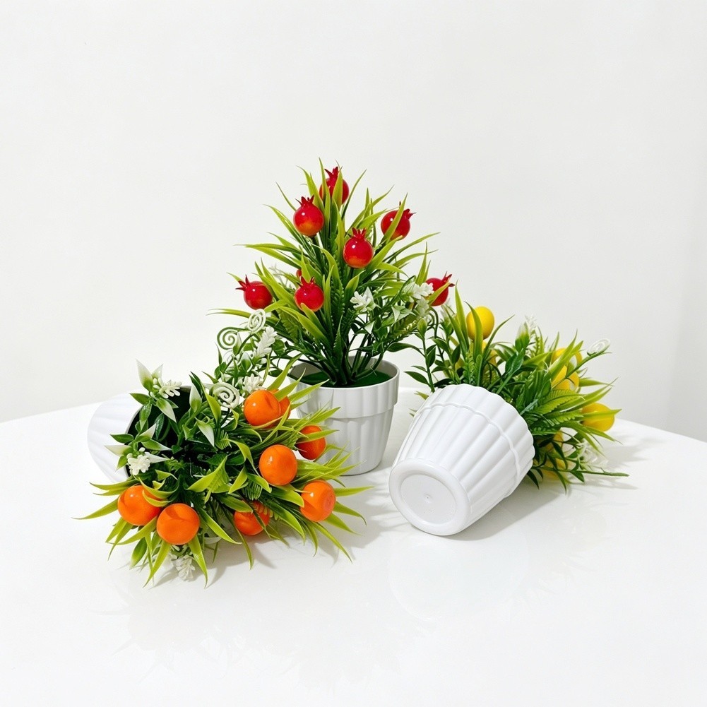 Artificial Potted Fruit Tree 20cm Tall for Tabletop Living Room Bedroom Decor
